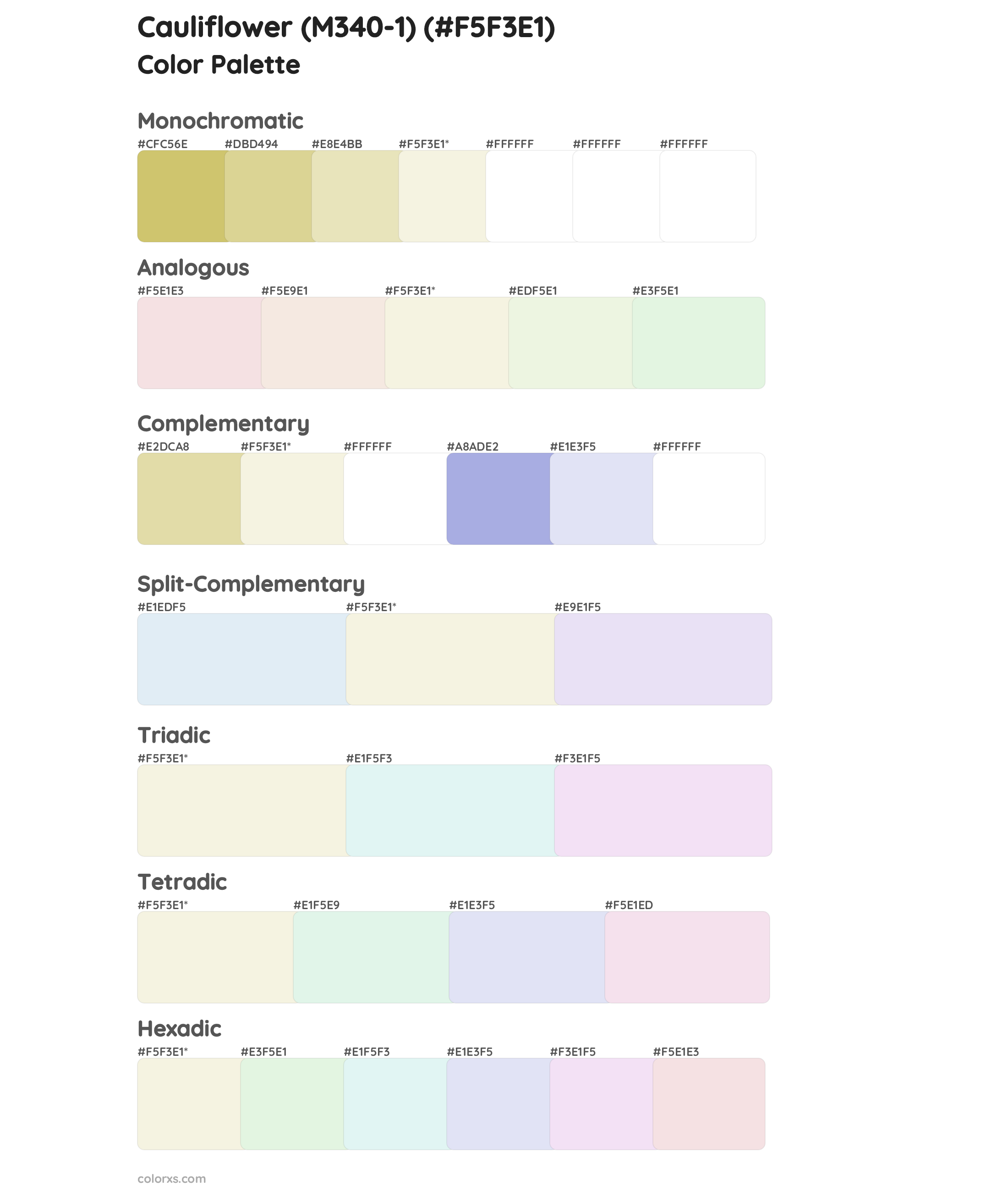 Cauliflower (M340-1) Color Scheme Palettes