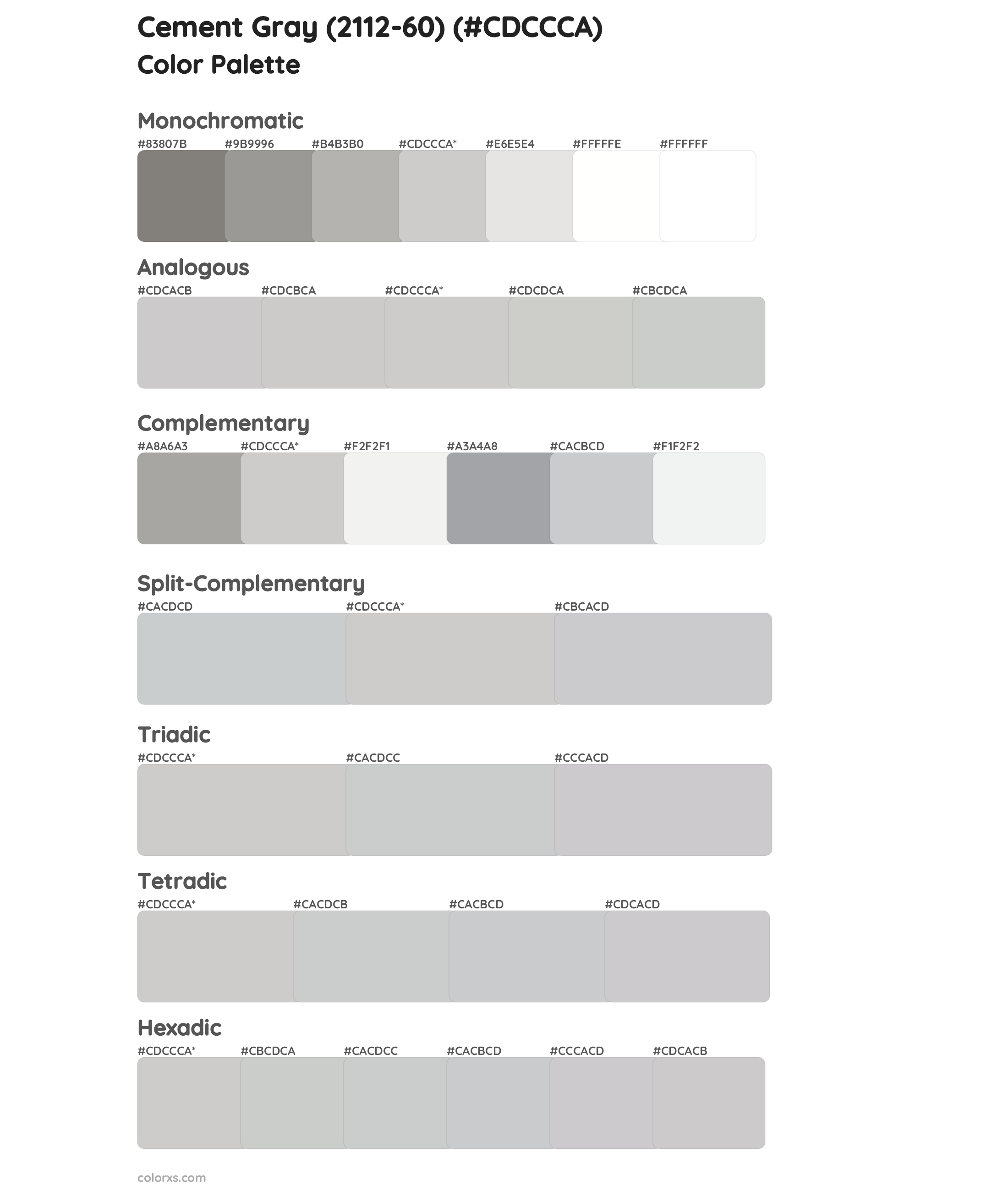 Cement Gray (2112-60) Color Scheme Palettes