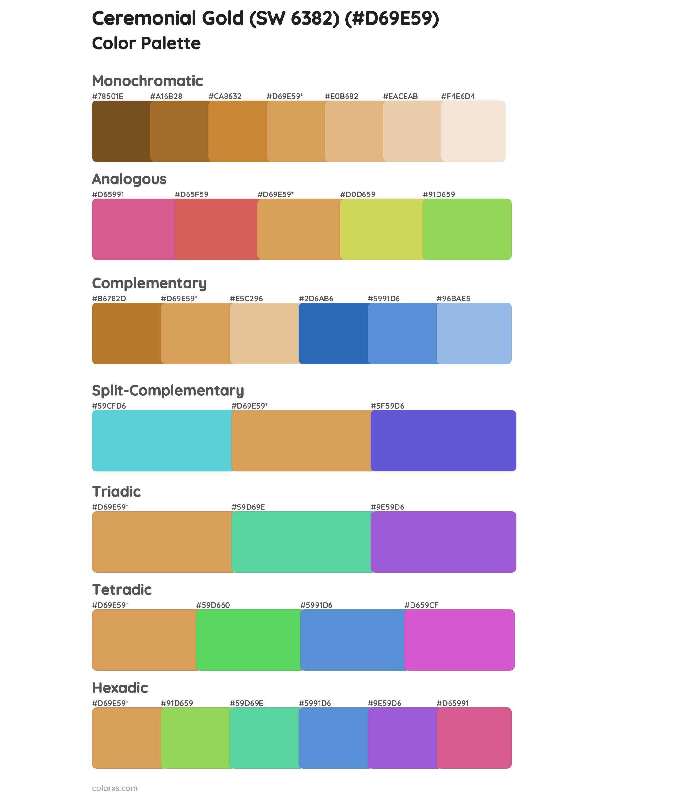 Ceremonial Gold (SW 6382) Color Scheme Palettes