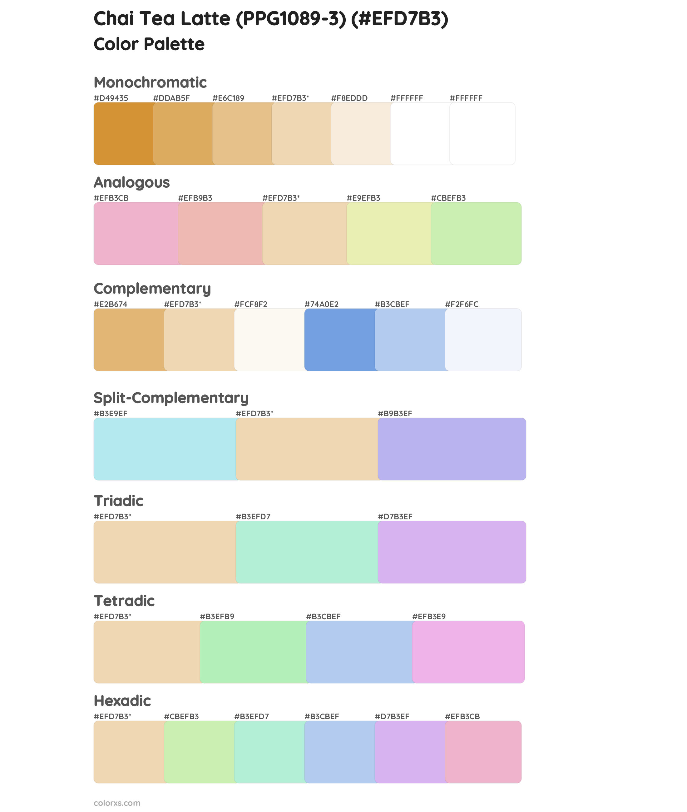 Chai Tea Latte (PPG1089-3) Color Scheme Palettes