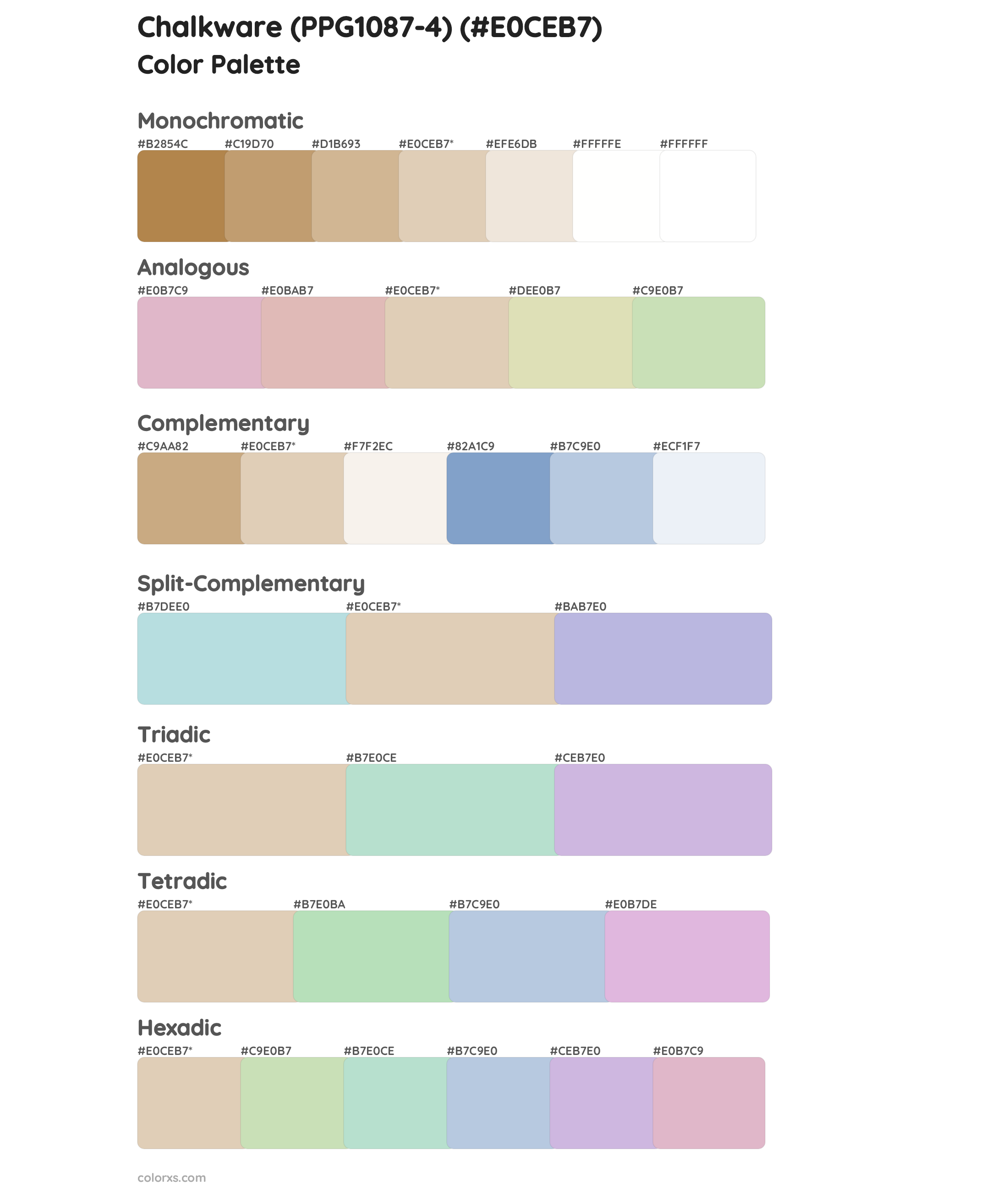 Chalkware (PPG1087-4) Color Scheme Palettes