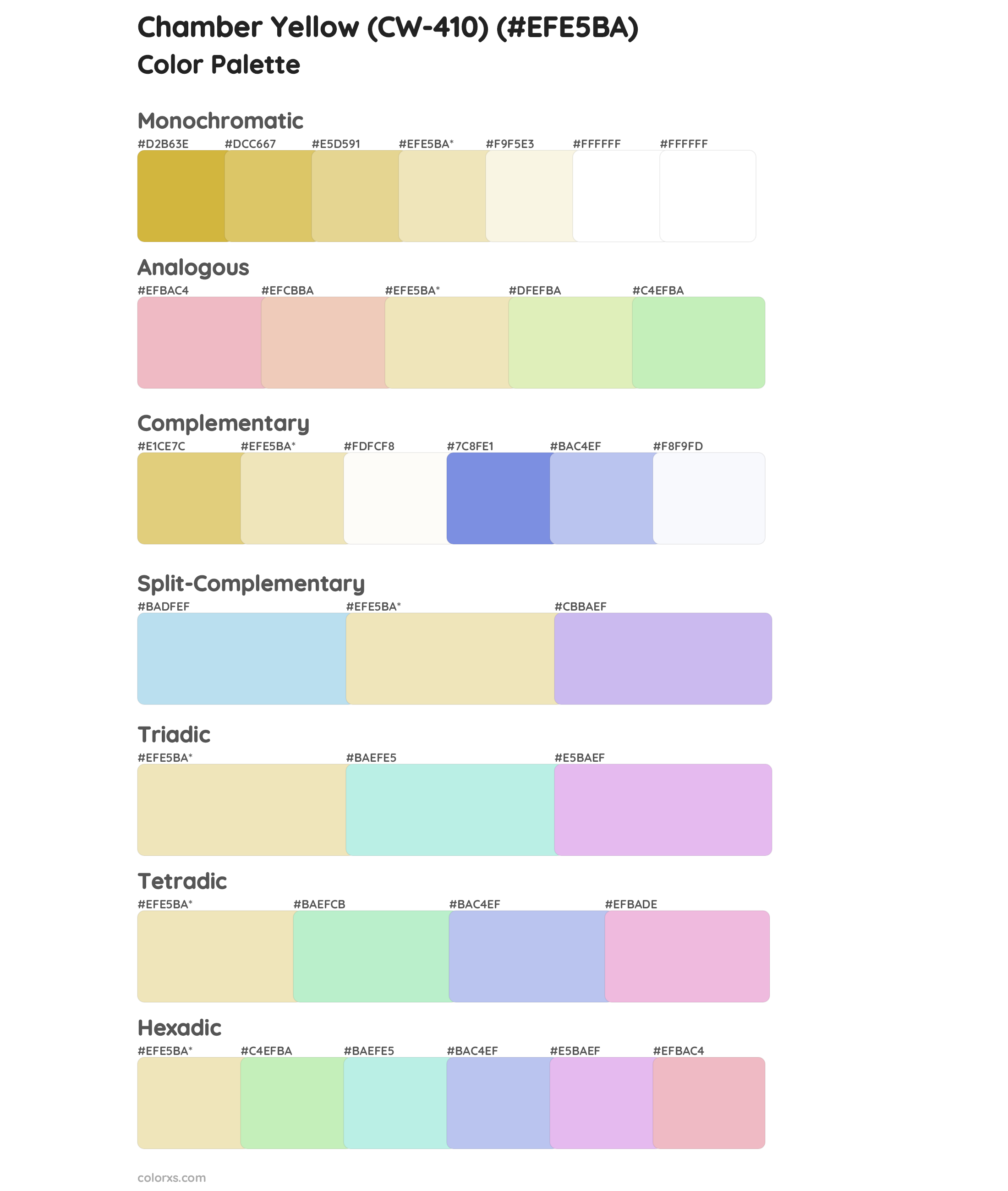 Chamber Yellow (CW-410) Color Scheme Palettes