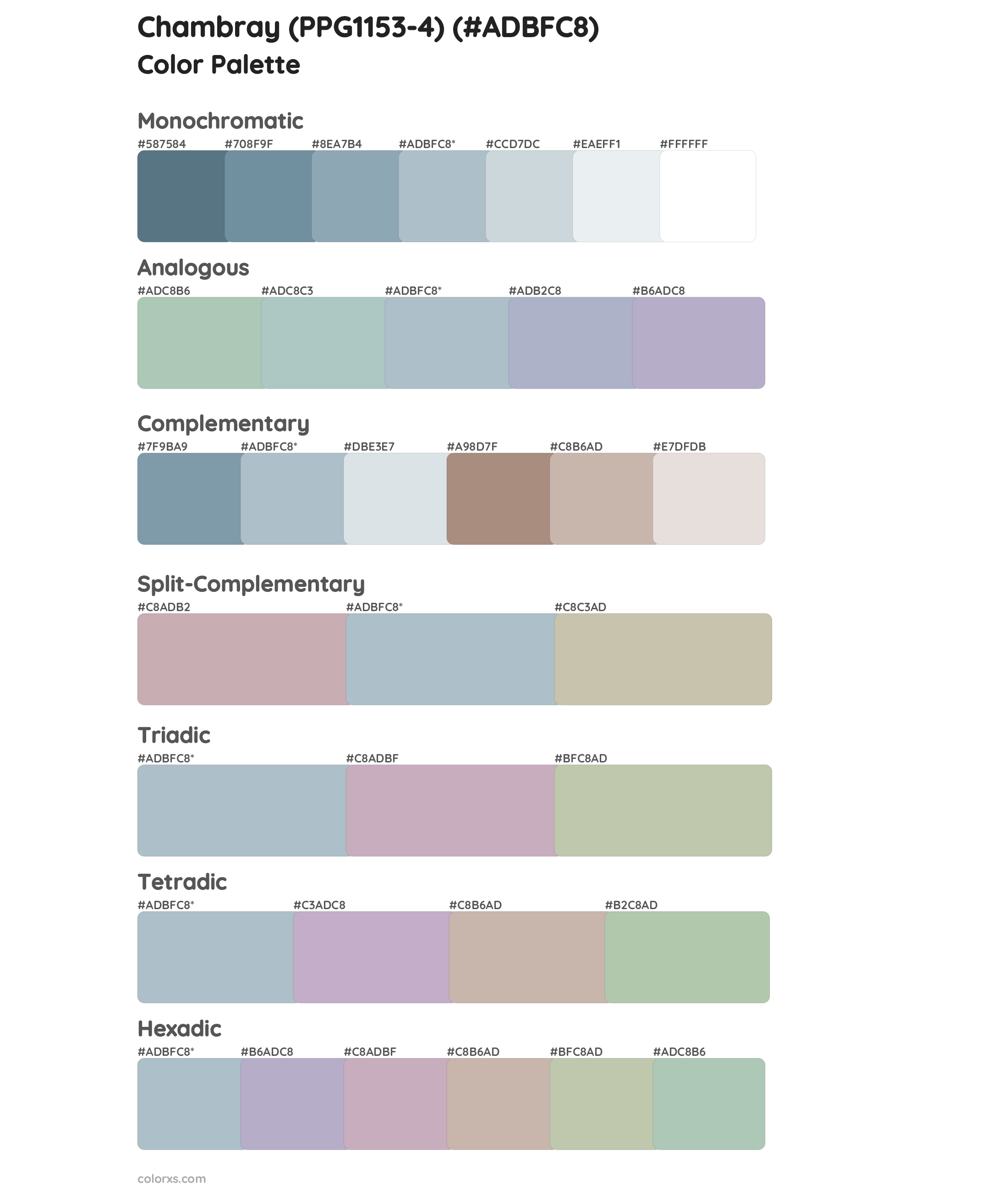 Chambray (PPG1153-4) Color Scheme Palettes