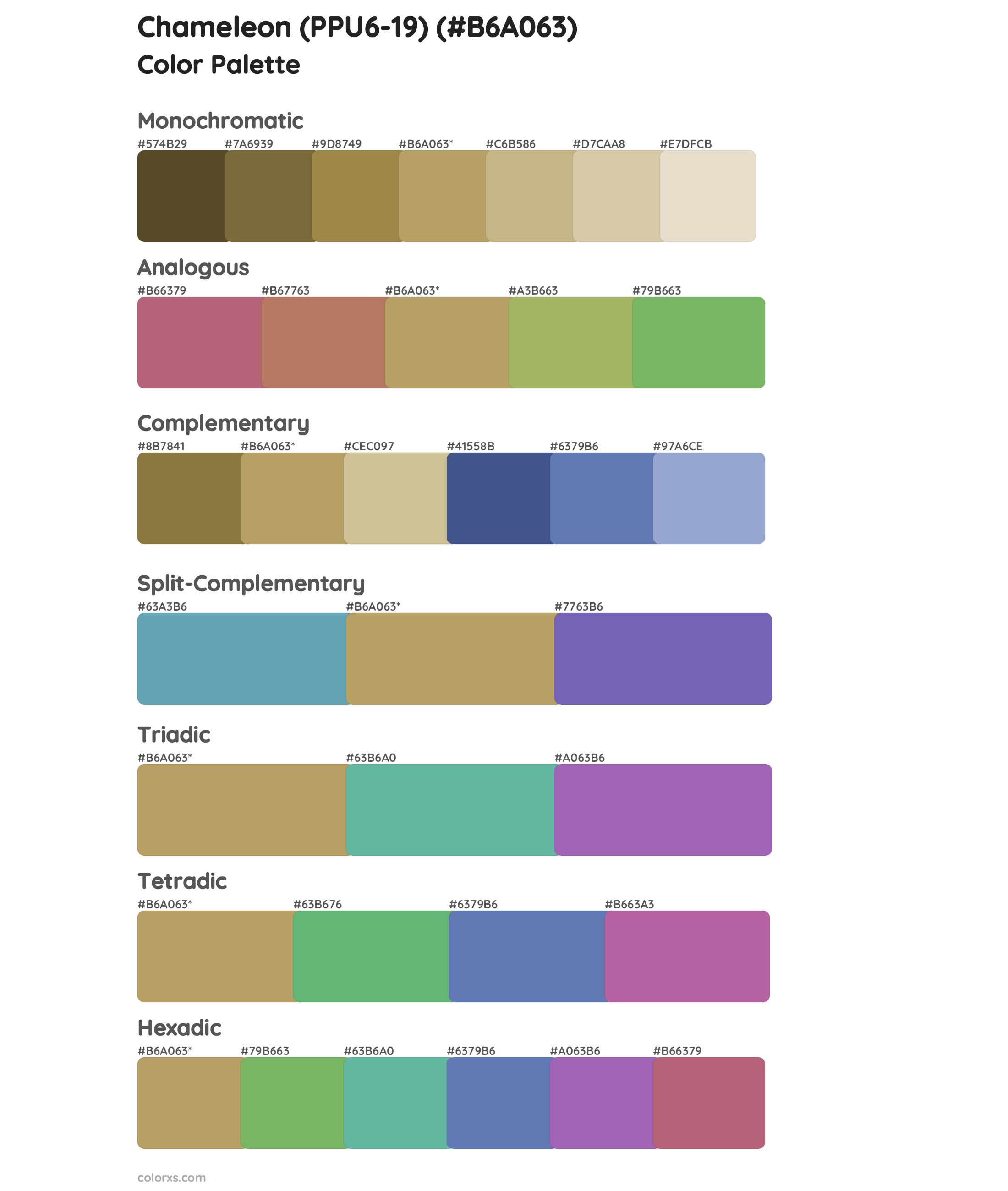 Chameleon (PPU6-19) Color Scheme Palettes