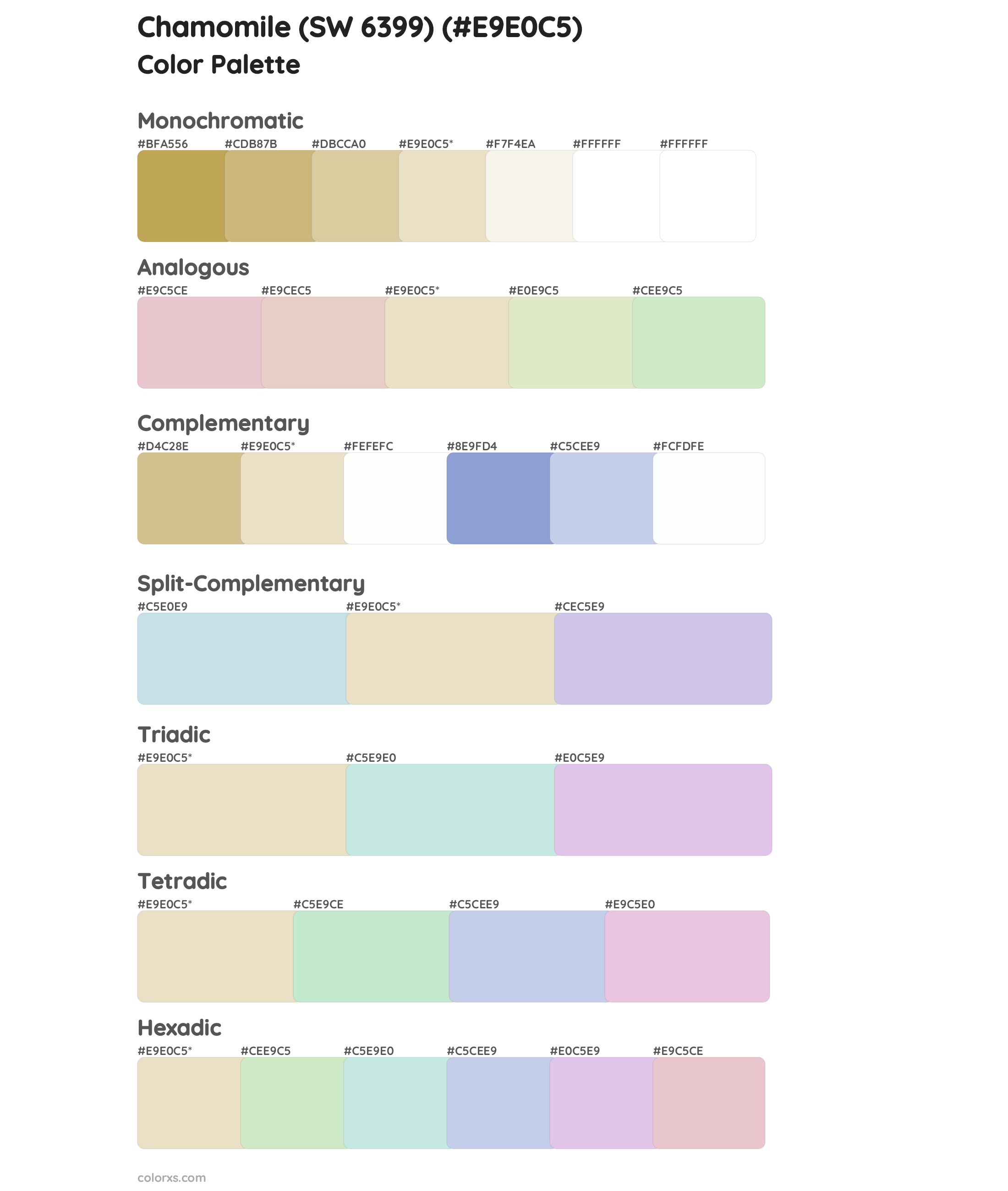 Chamomile (SW 6399) Color Scheme Palettes