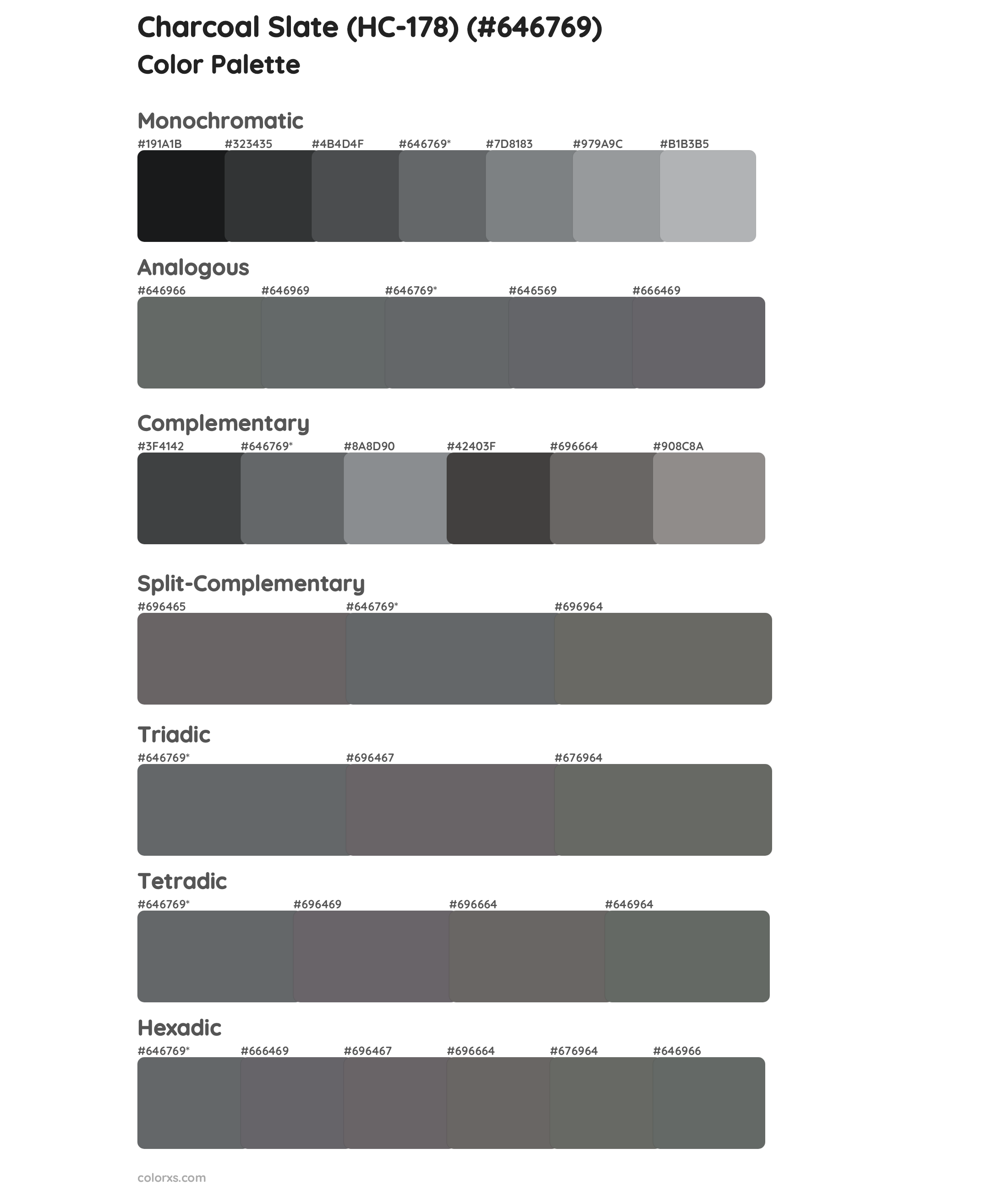 Charcoal Slate (HC-178) Color Scheme Palettes