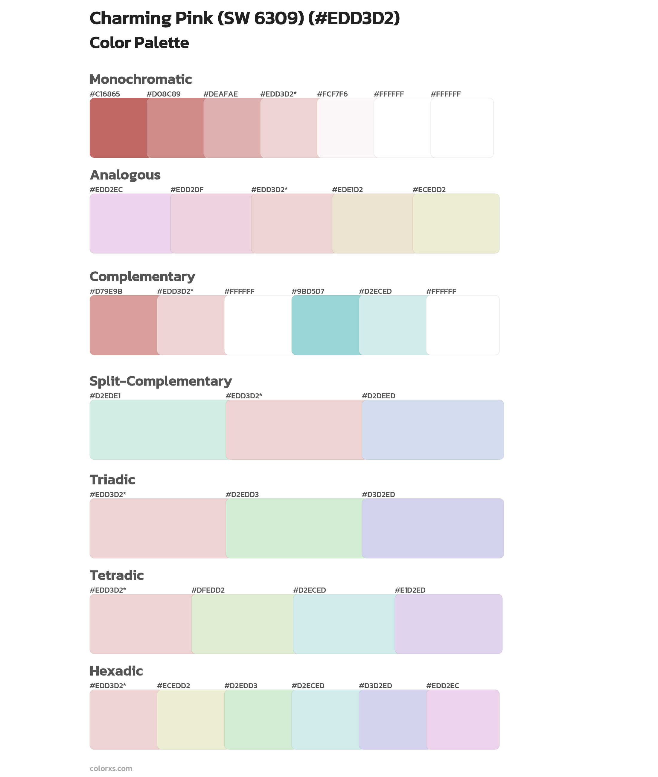 Charming Pink (SW 6309) Color Scheme Palettes