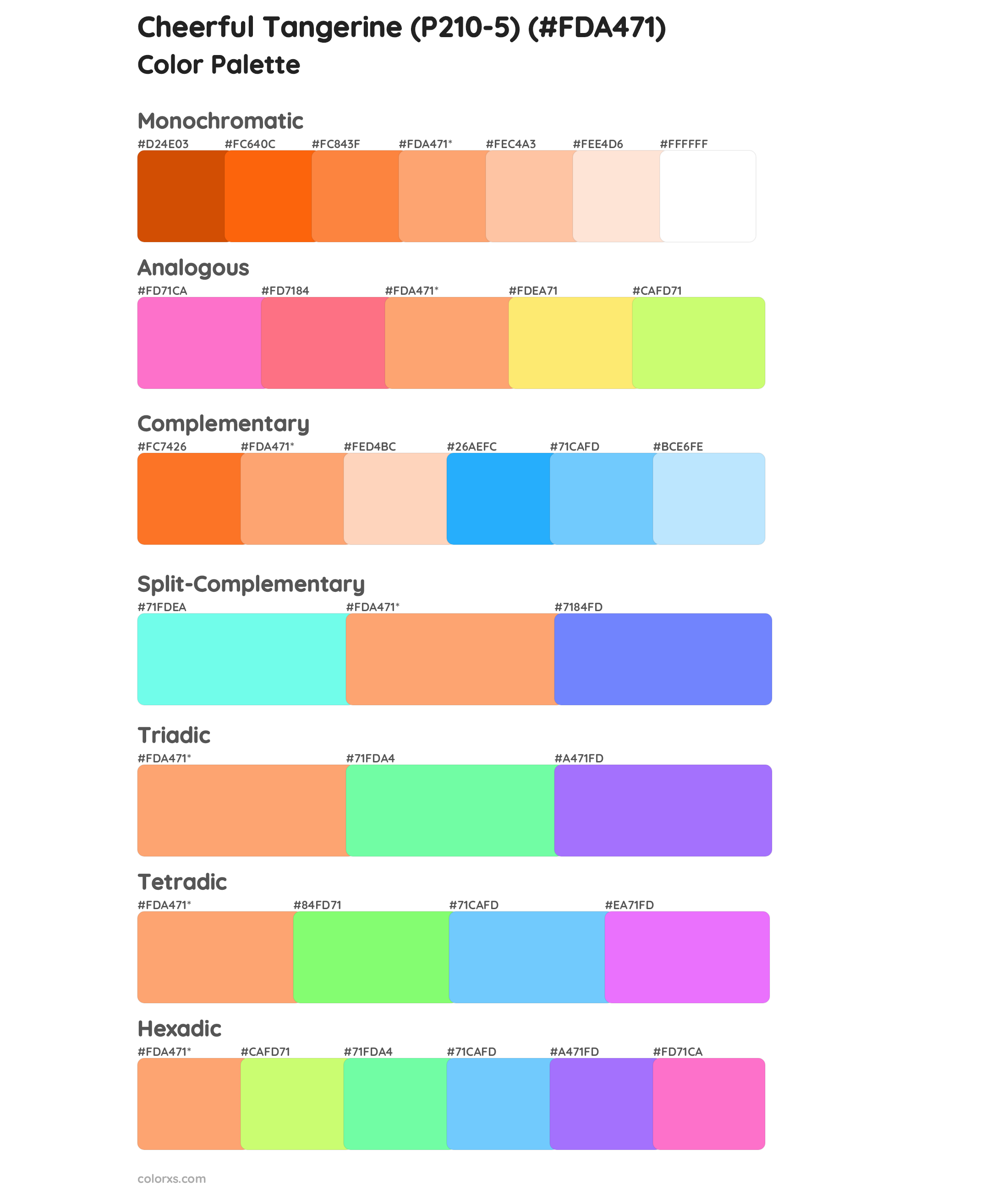 Cheerful Tangerine (P210-5) Color Scheme Palettes