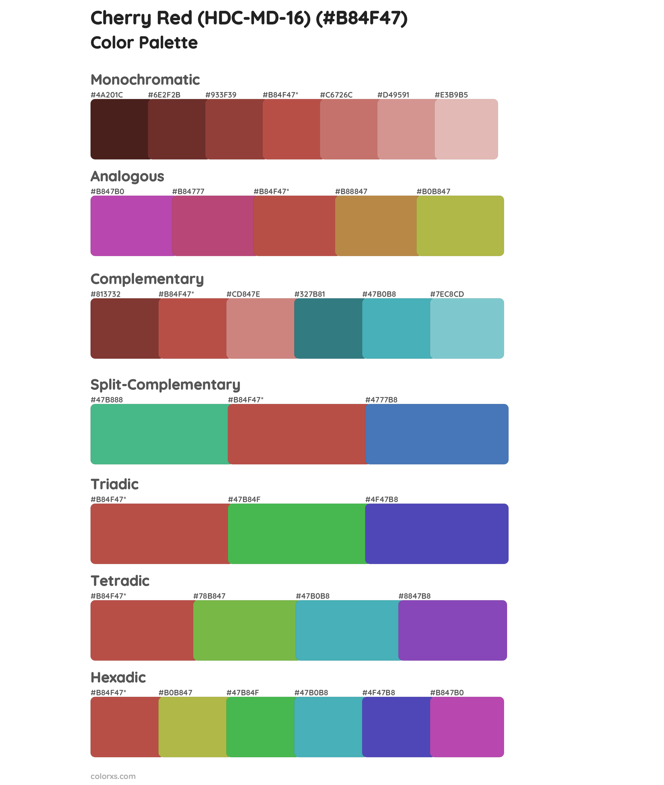 Cherry Red (HDC-MD-16) Color Scheme Palettes