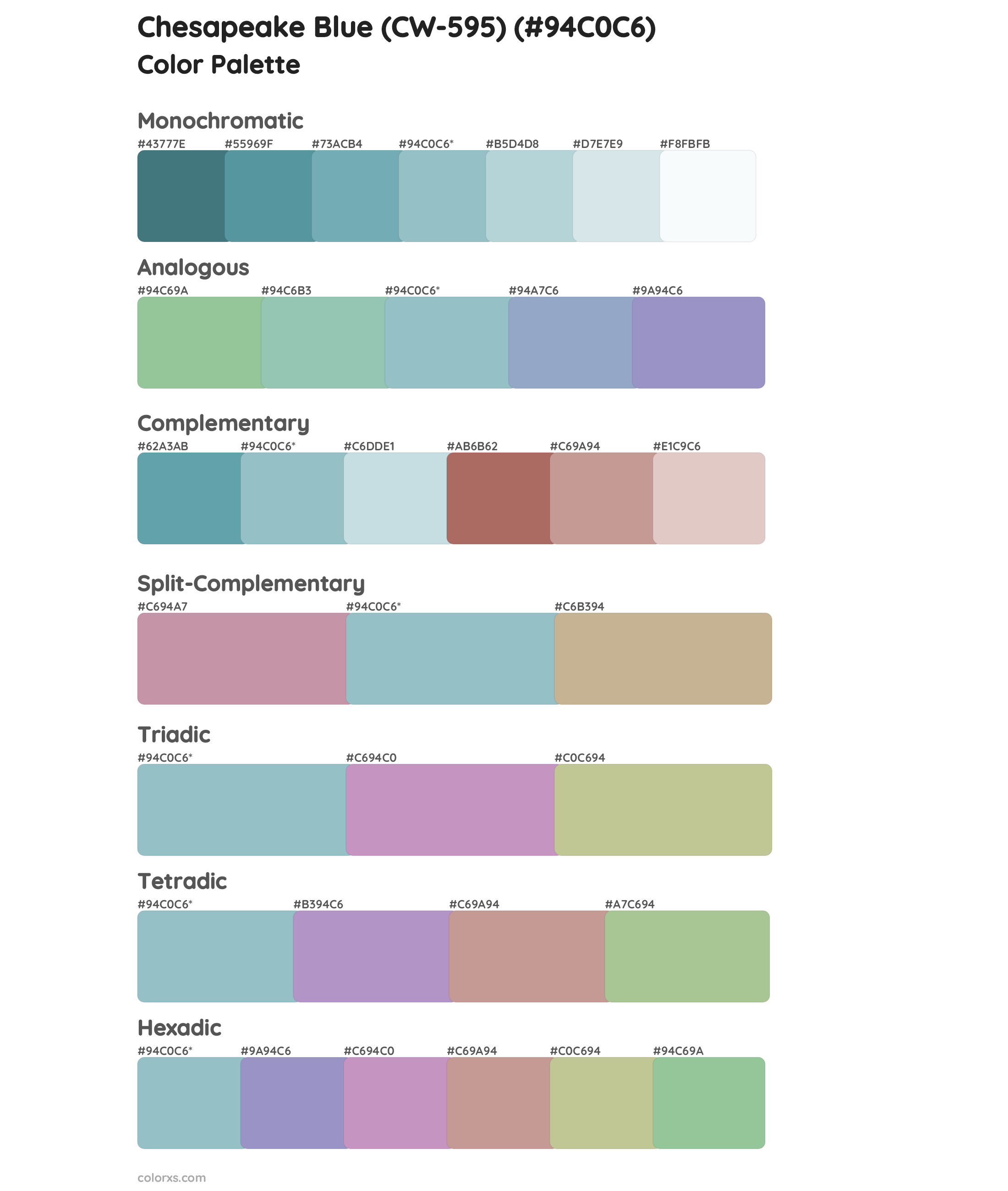 Chesapeake Blue (CW-595) Color Scheme Palettes