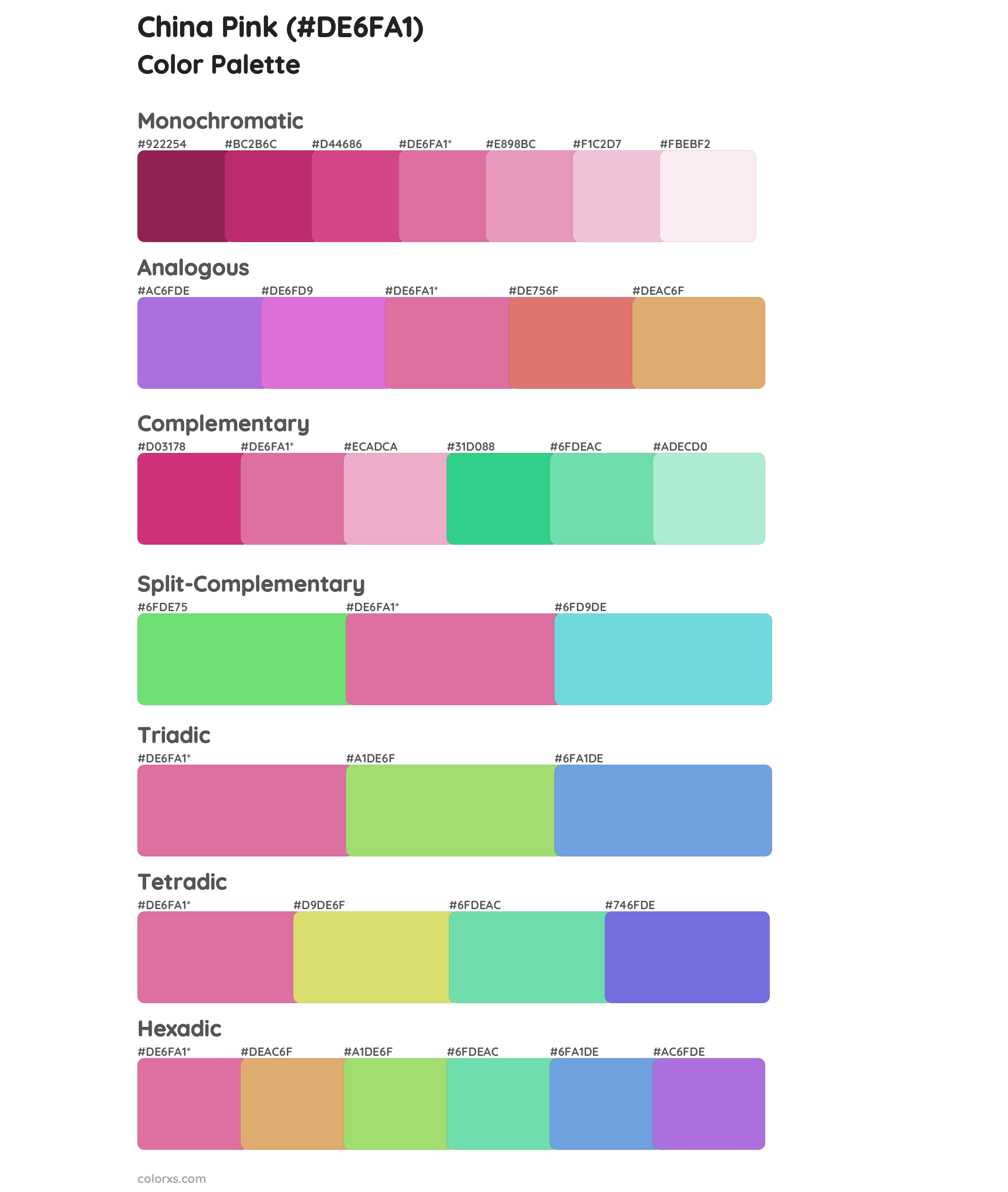 China Pink Color Scheme Palettes