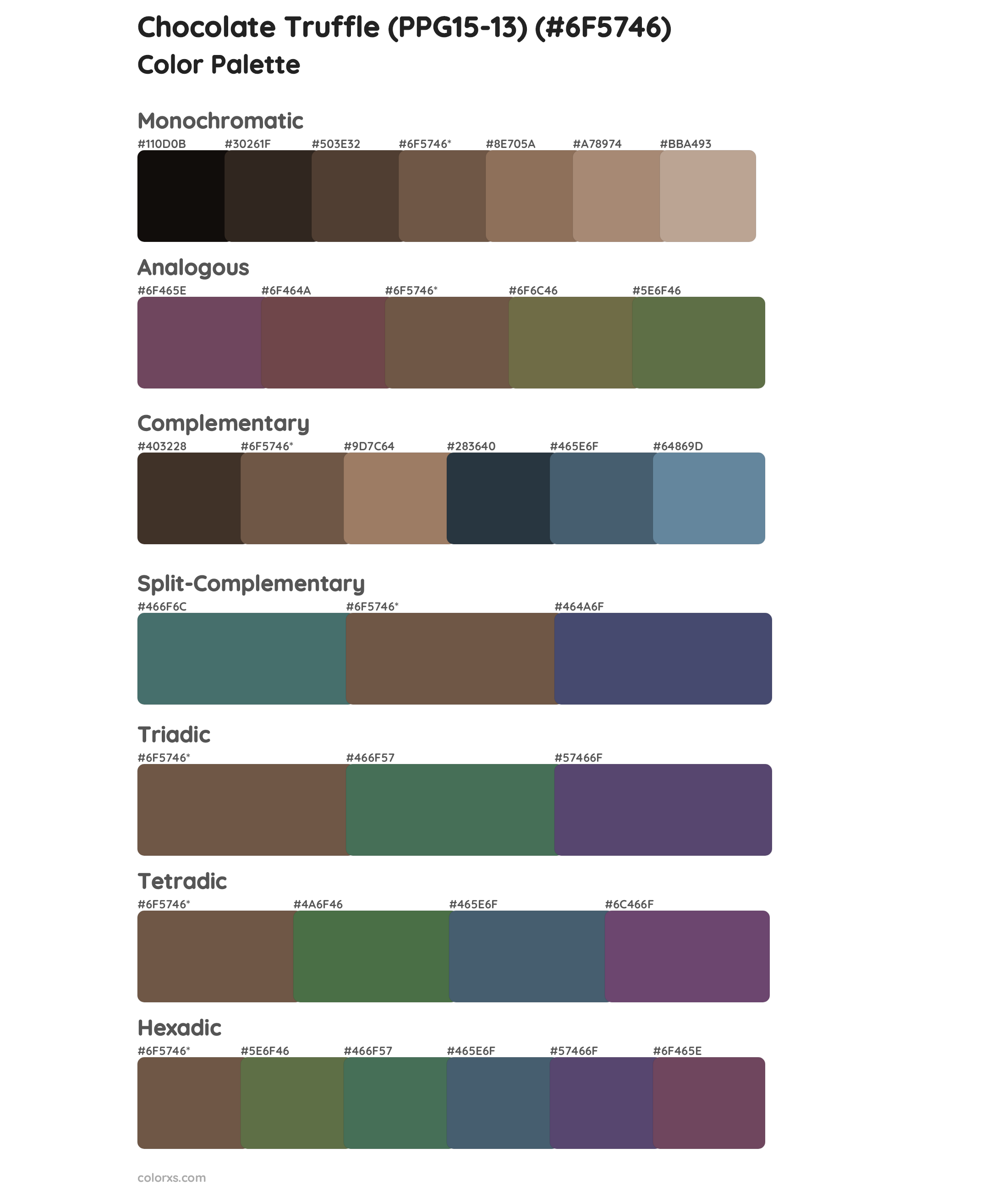 Chocolate Truffle (PPG15-13) Color Scheme Palettes