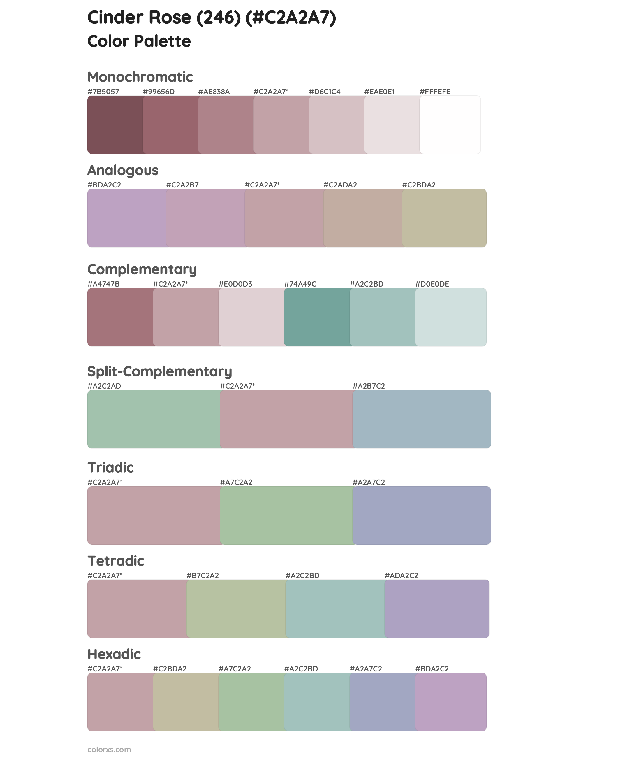 Cinder Rose (246) Color Scheme Palettes