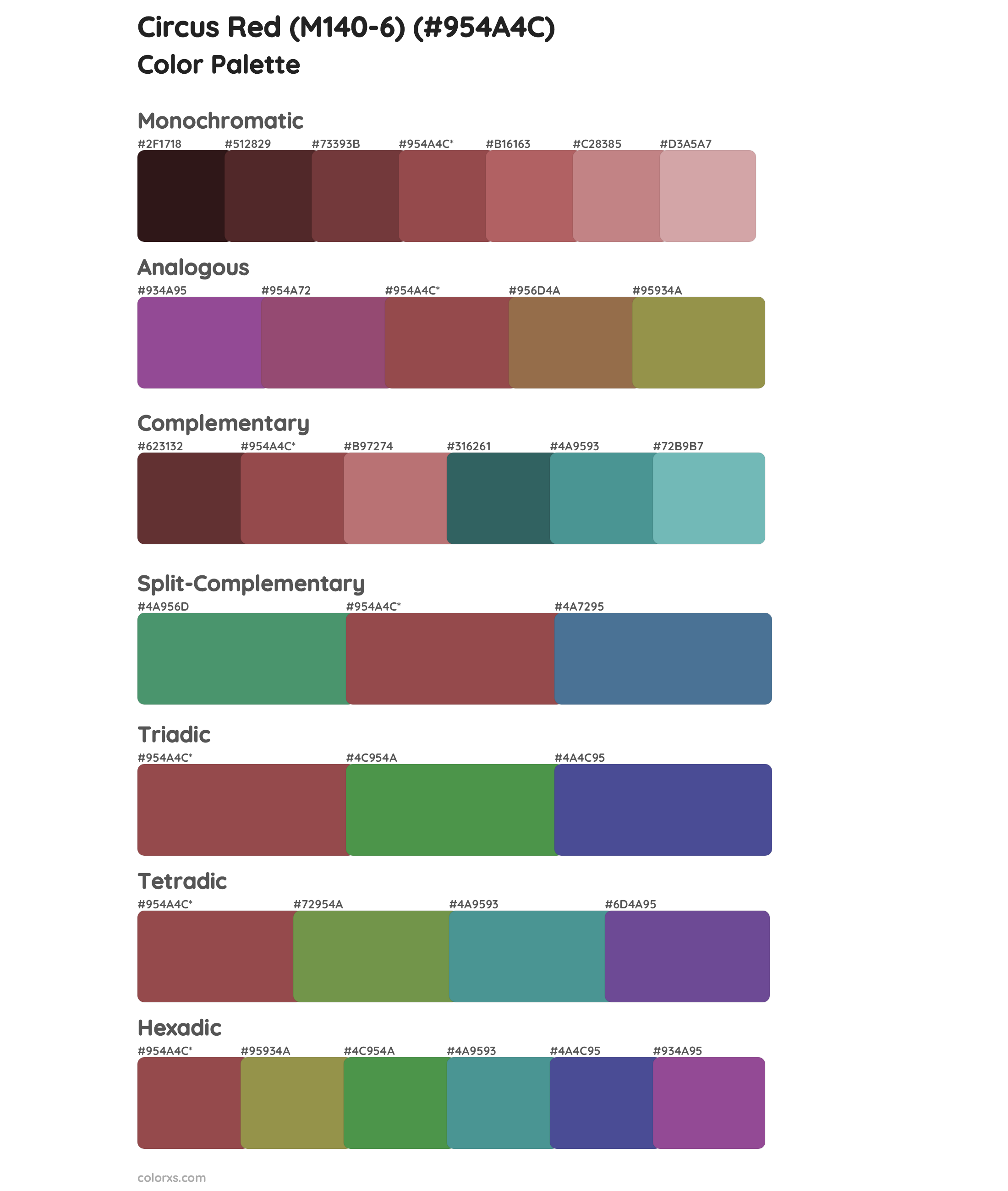 Circus Red (M140-6) Color Scheme Palettes