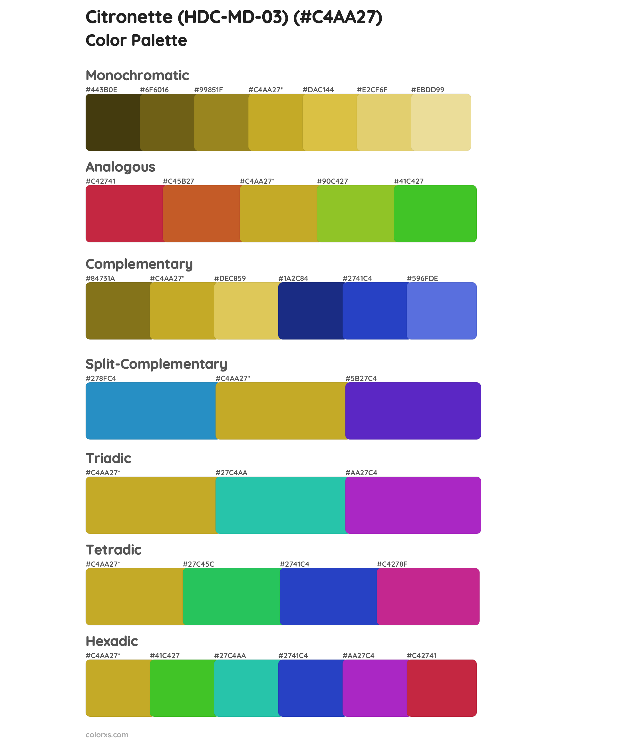 Citronette (HDC-MD-03) Color Scheme Palettes