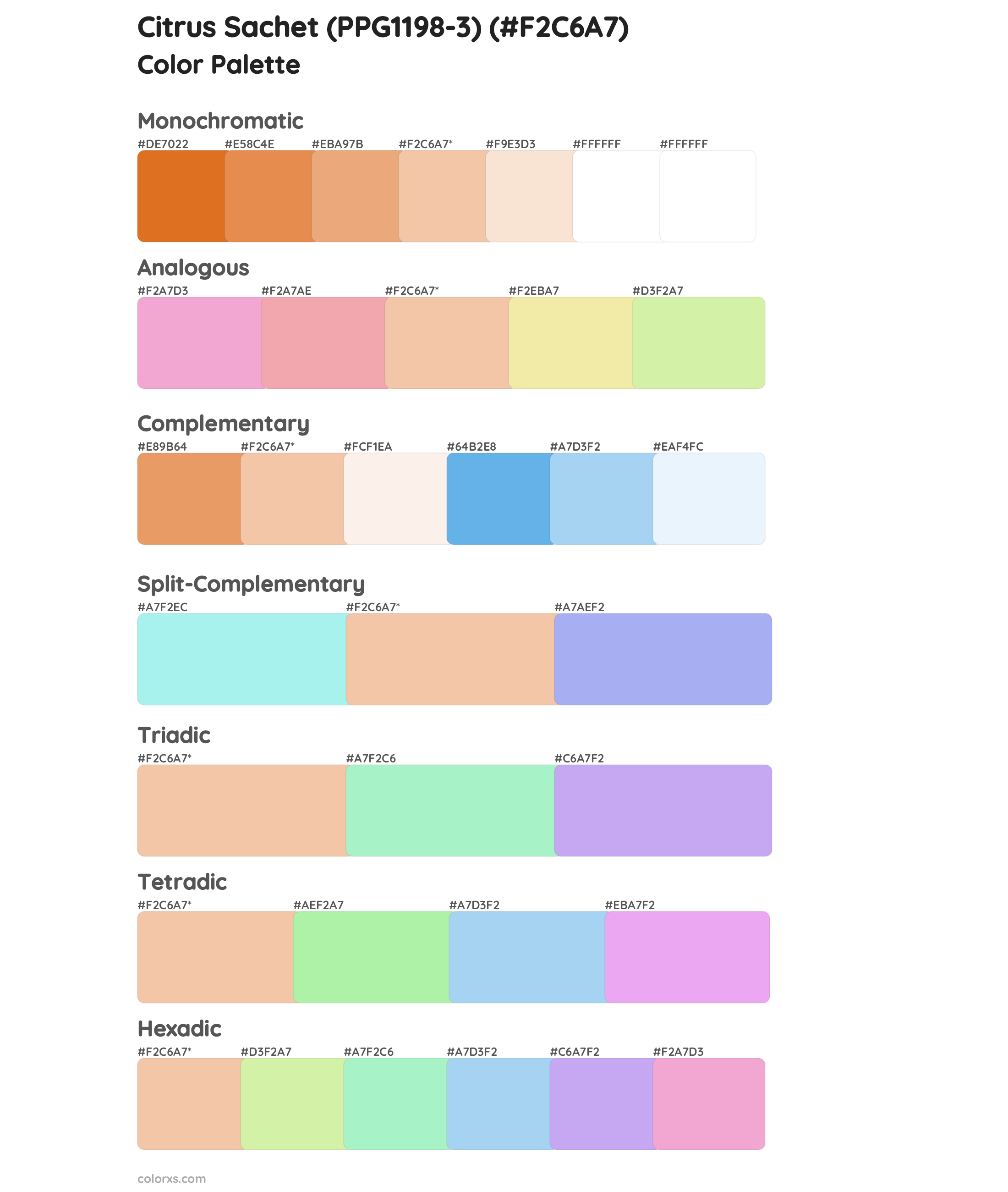 Citrus Sachet (PPG1198-3) Color Scheme Palettes