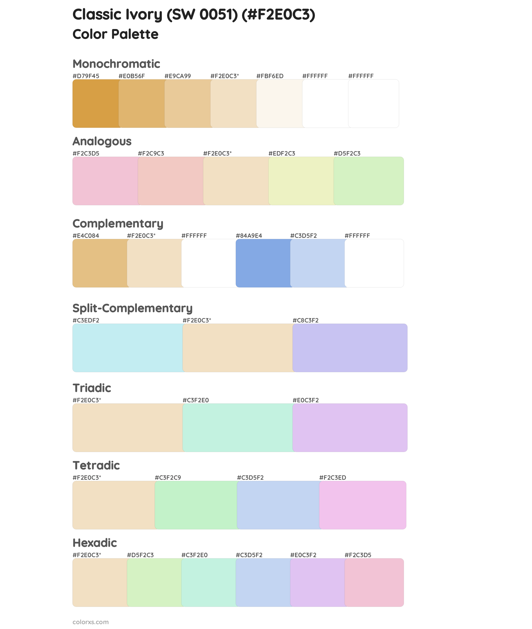 Classic Ivory (SW 0051) Color Scheme Palettes