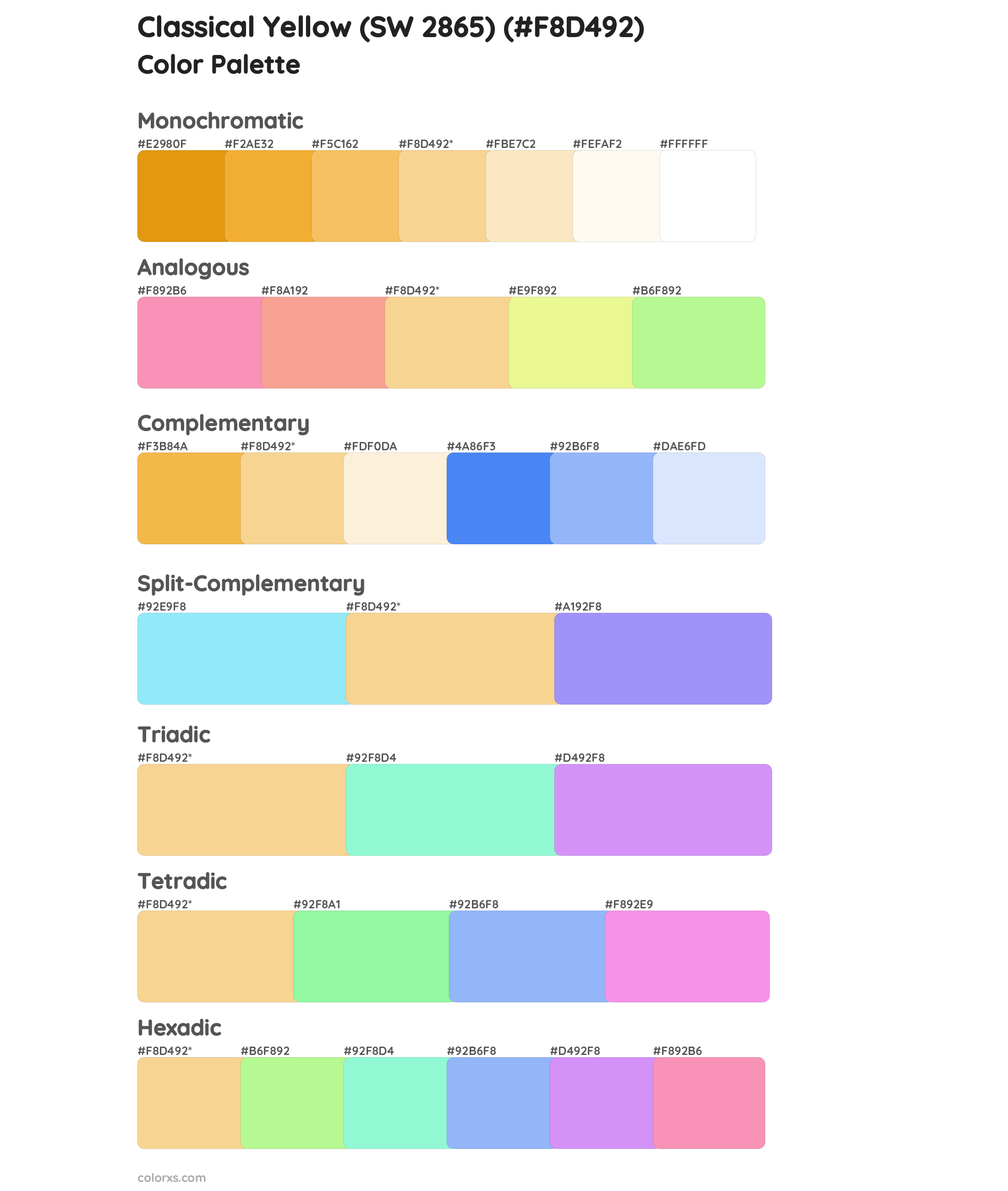 Classical Yellow (SW 2865) Color Scheme Palettes