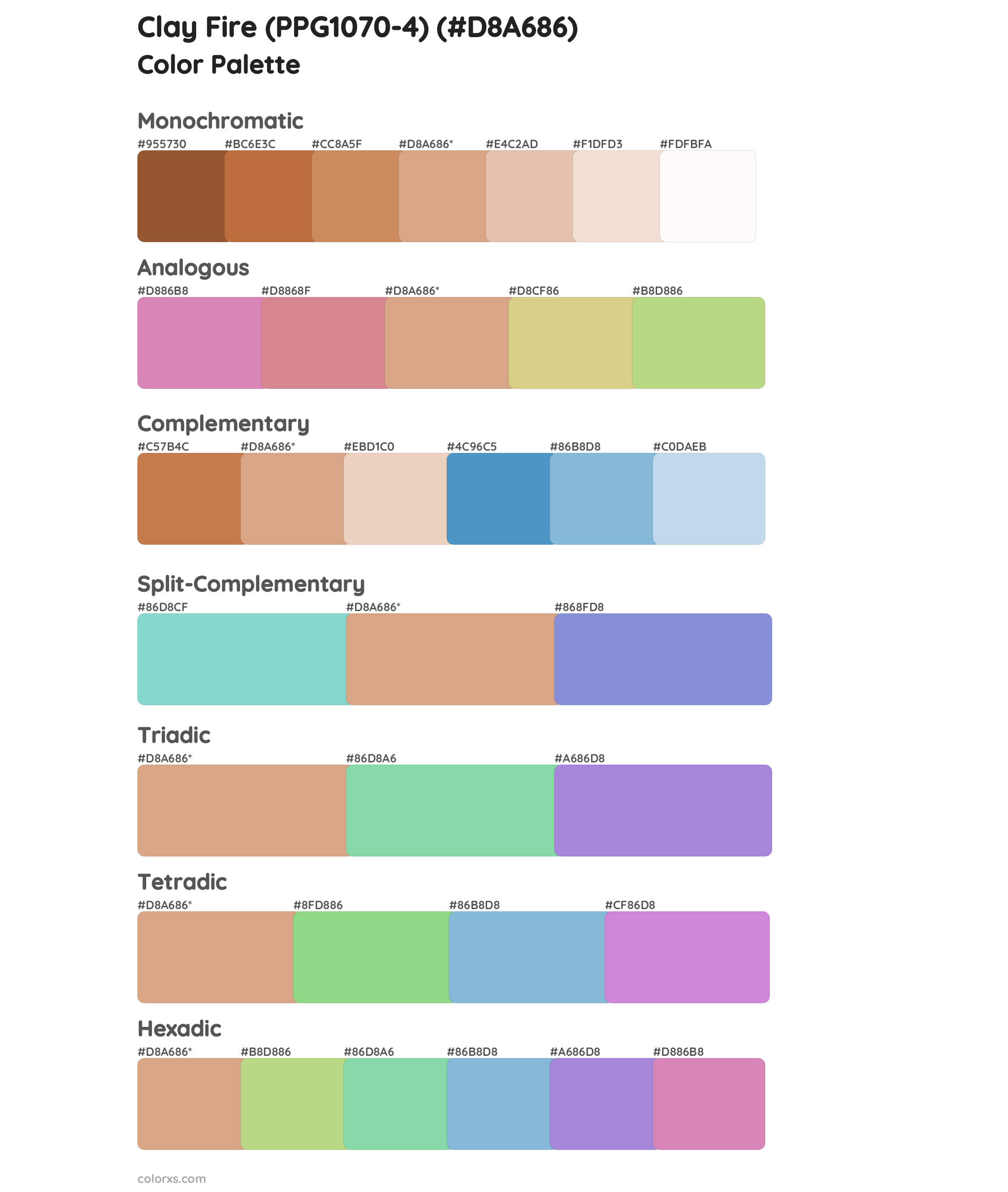 Clay Fire (PPG1070-4) Color Scheme Palettes