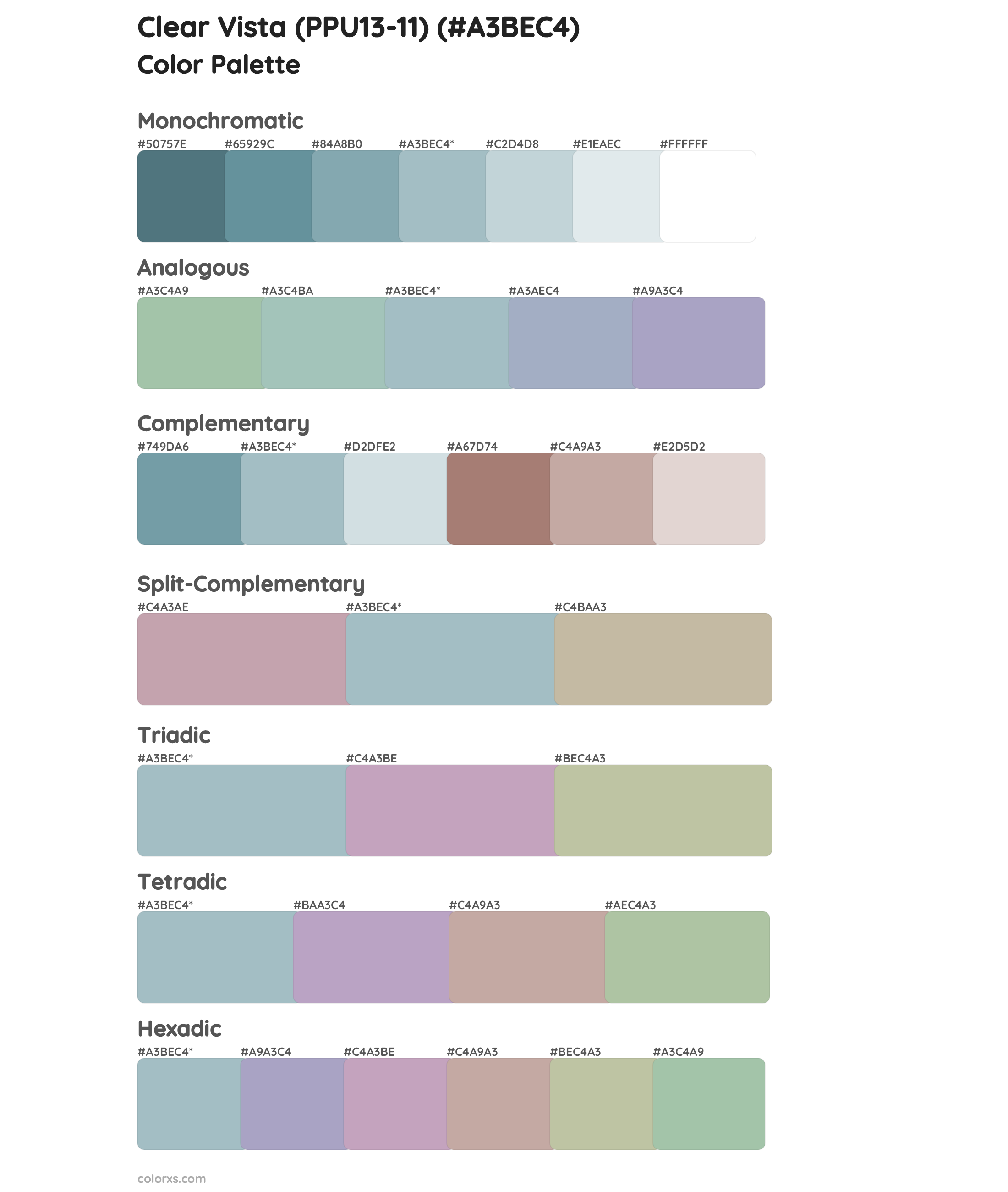 Clear Vista (PPU13-11) Color Scheme Palettes