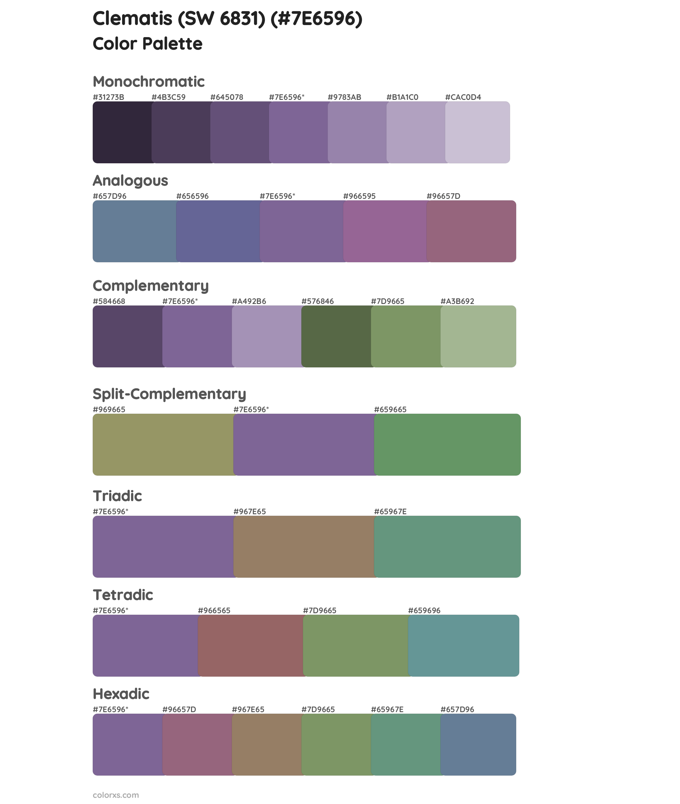 Clematis (SW 6831) Color Scheme Palettes