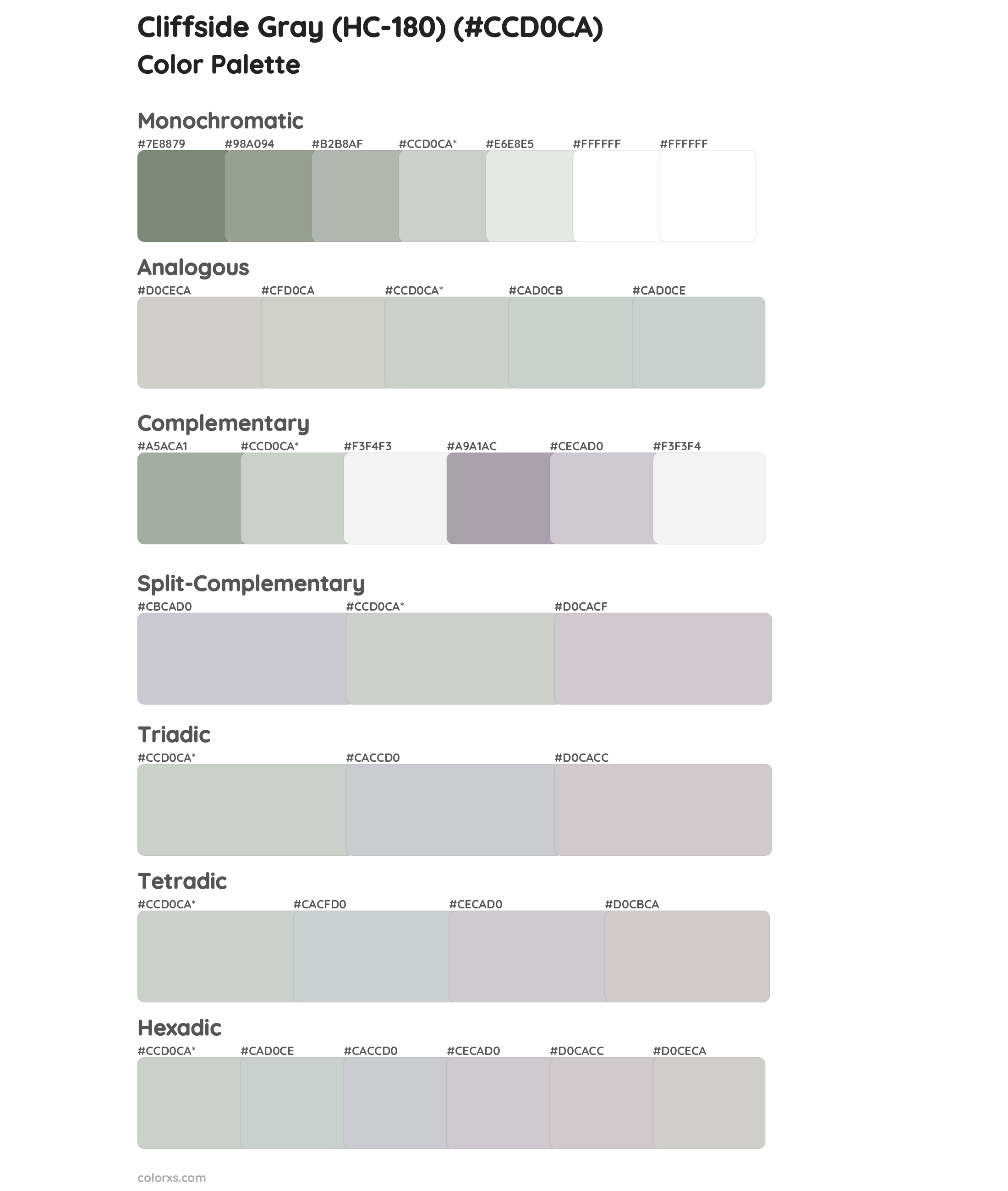 Cliffside Gray (HC-180) Color Scheme Palettes