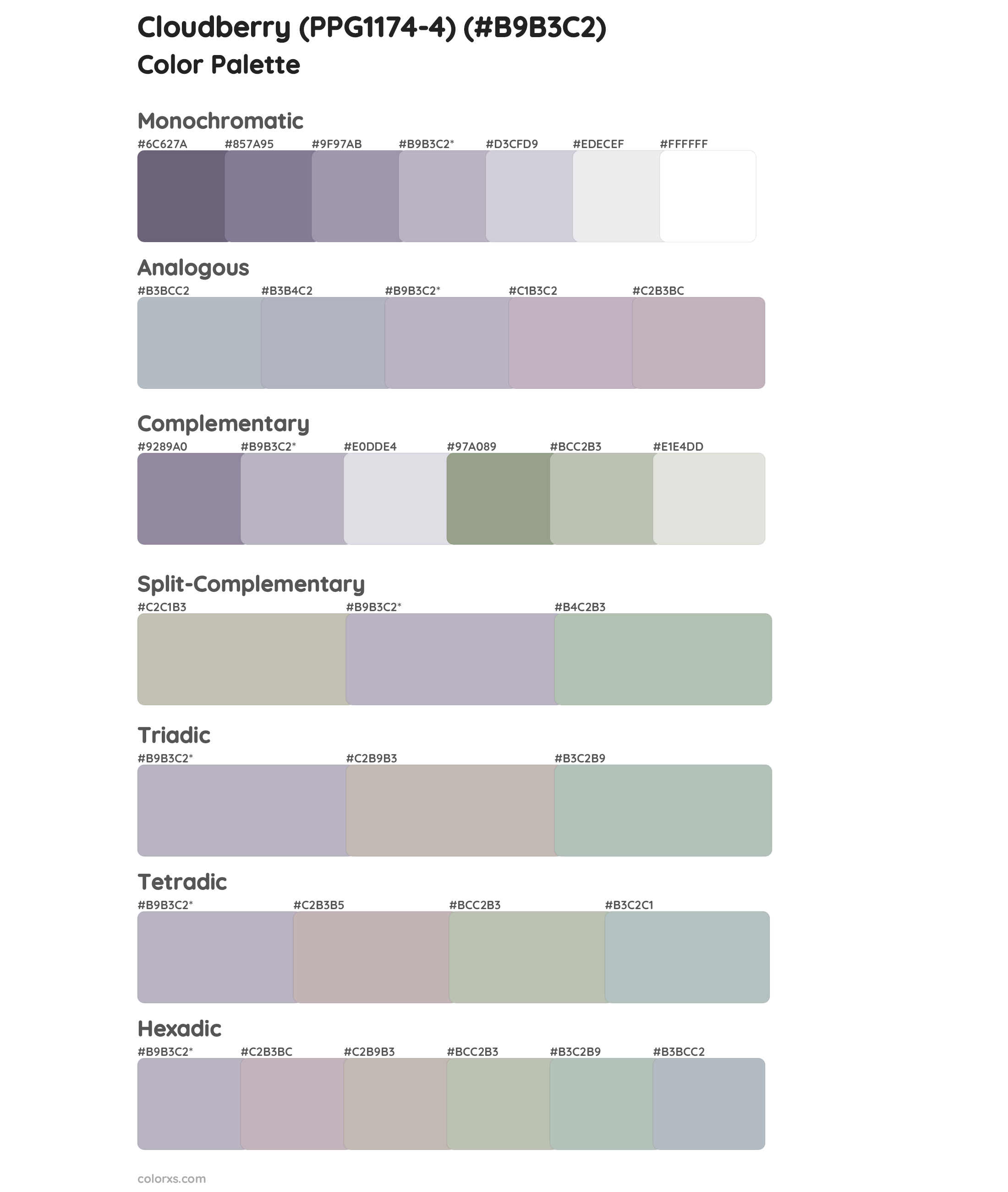 Cloudberry (PPG1174-4) Color Scheme Palettes