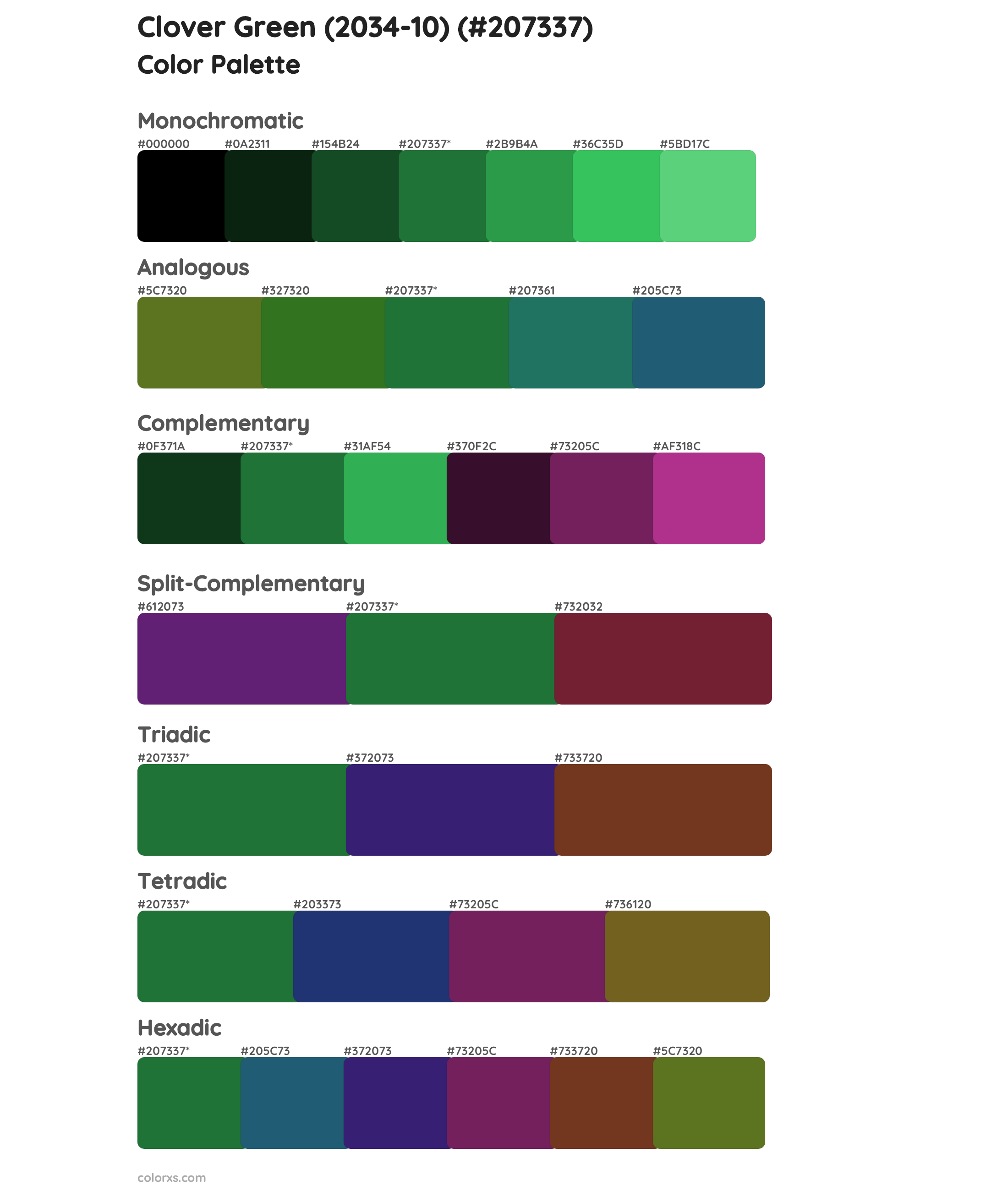 Clover Green (2034-10) Color Scheme Palettes