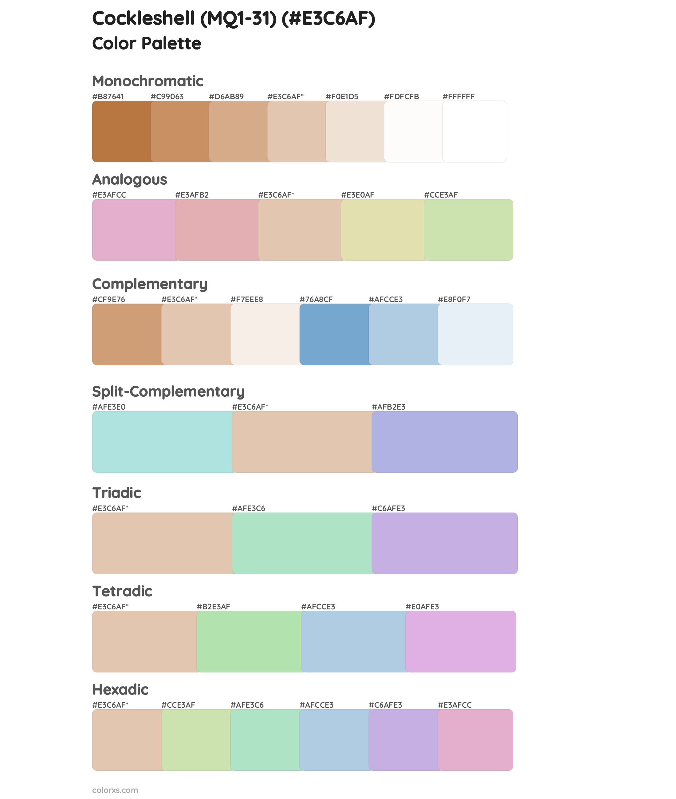Cockleshell (MQ1-31) Color Scheme Palettes