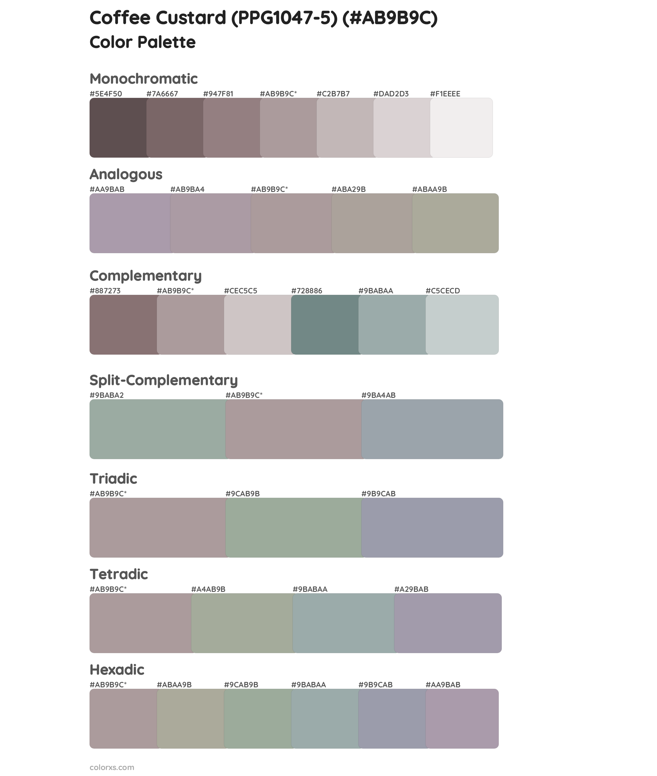 Coffee Custard (PPG1047-5) Color Scheme Palettes