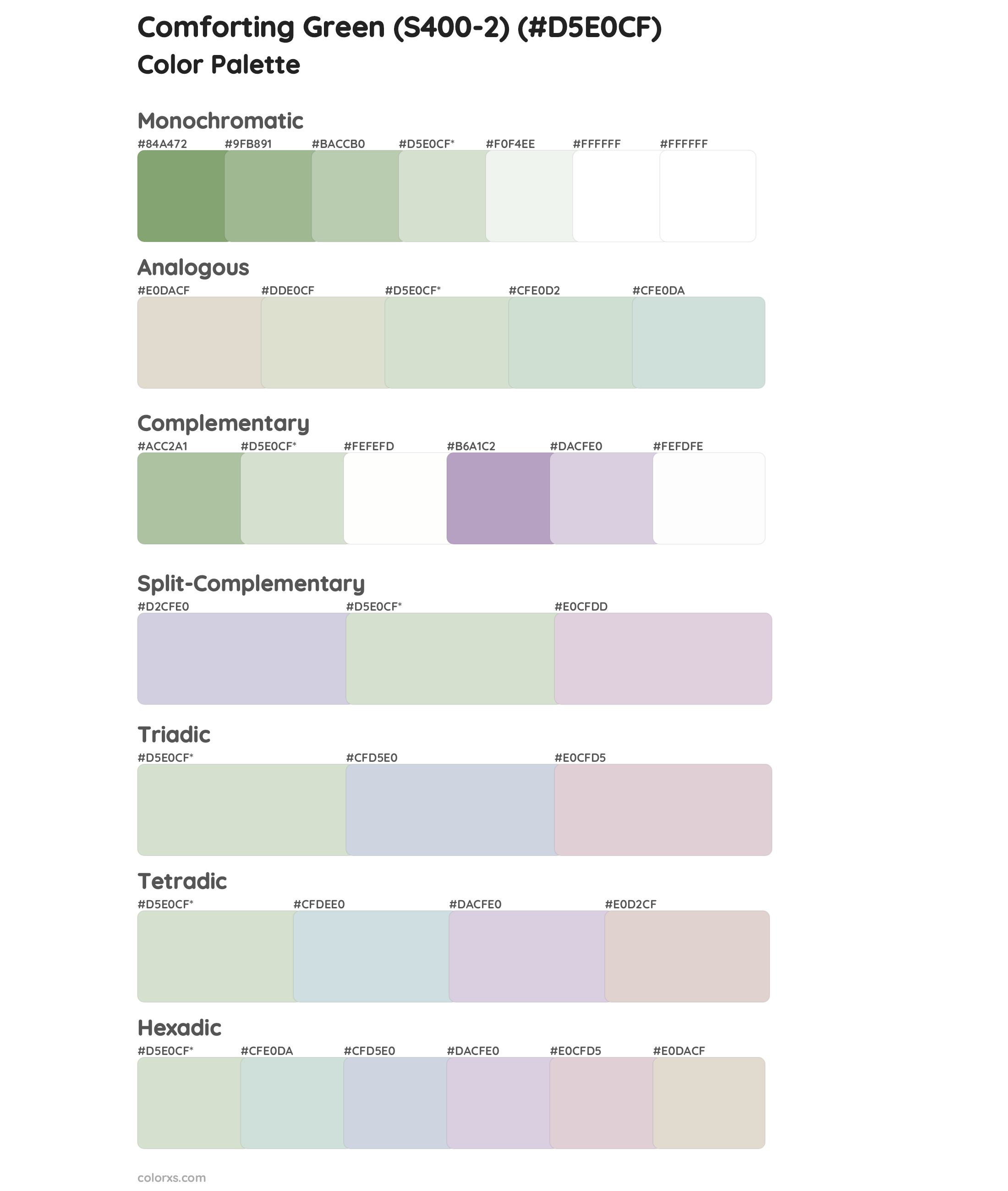 Comforting Green (S400-2) Color Scheme Palettes