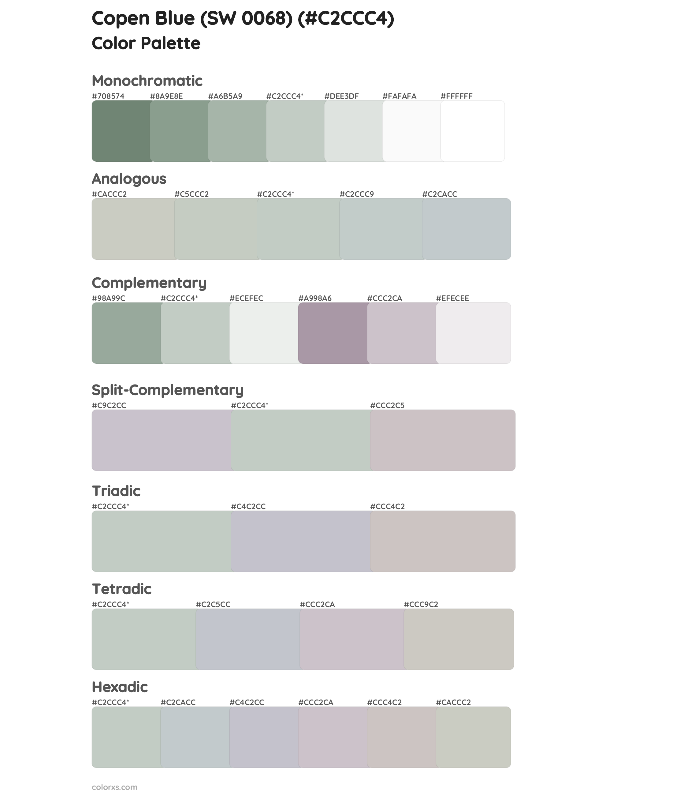 Copen Blue (SW 0068) Color Scheme Palettes