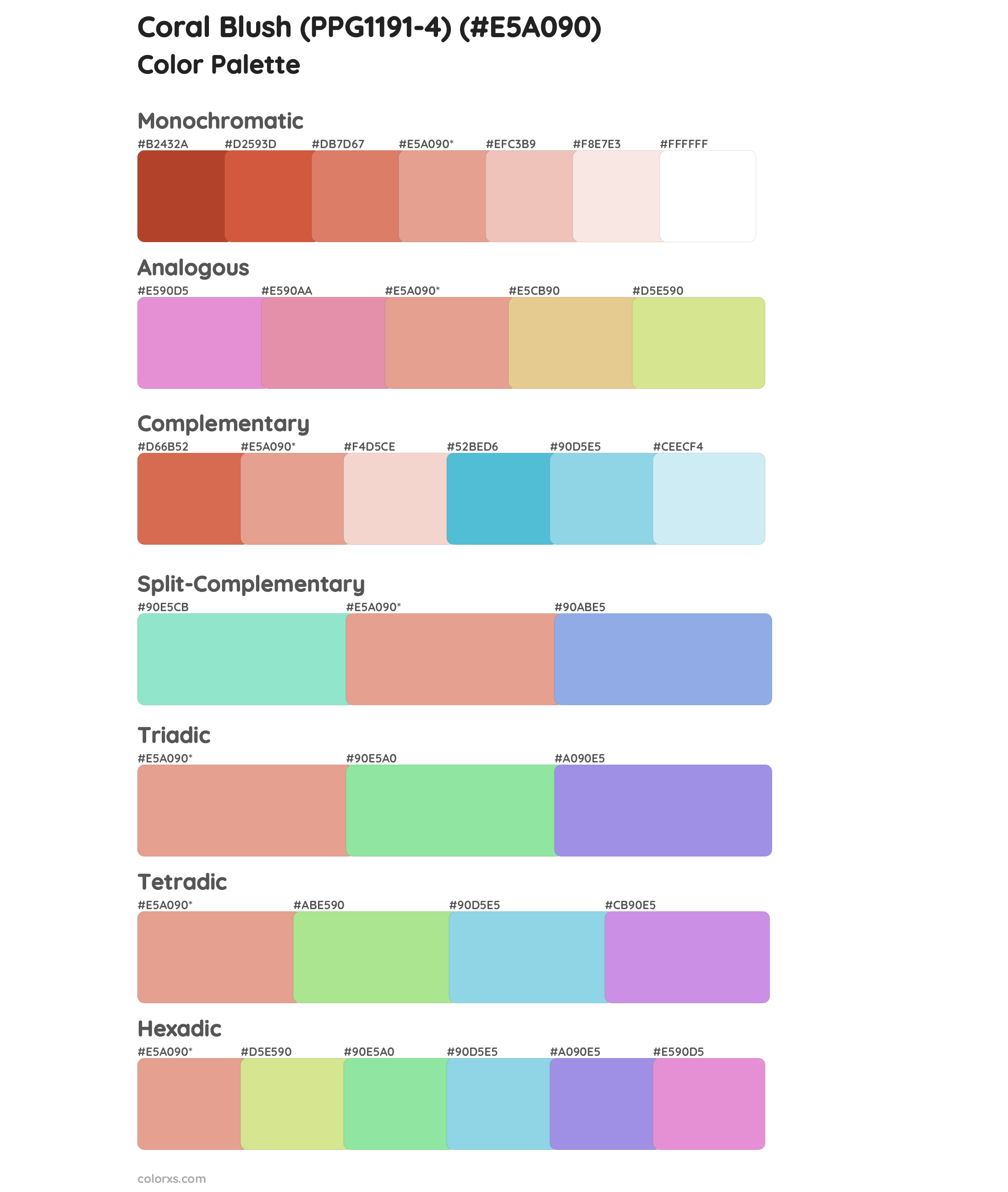 Coral Blush (PPG1191-4) Color Scheme Palettes