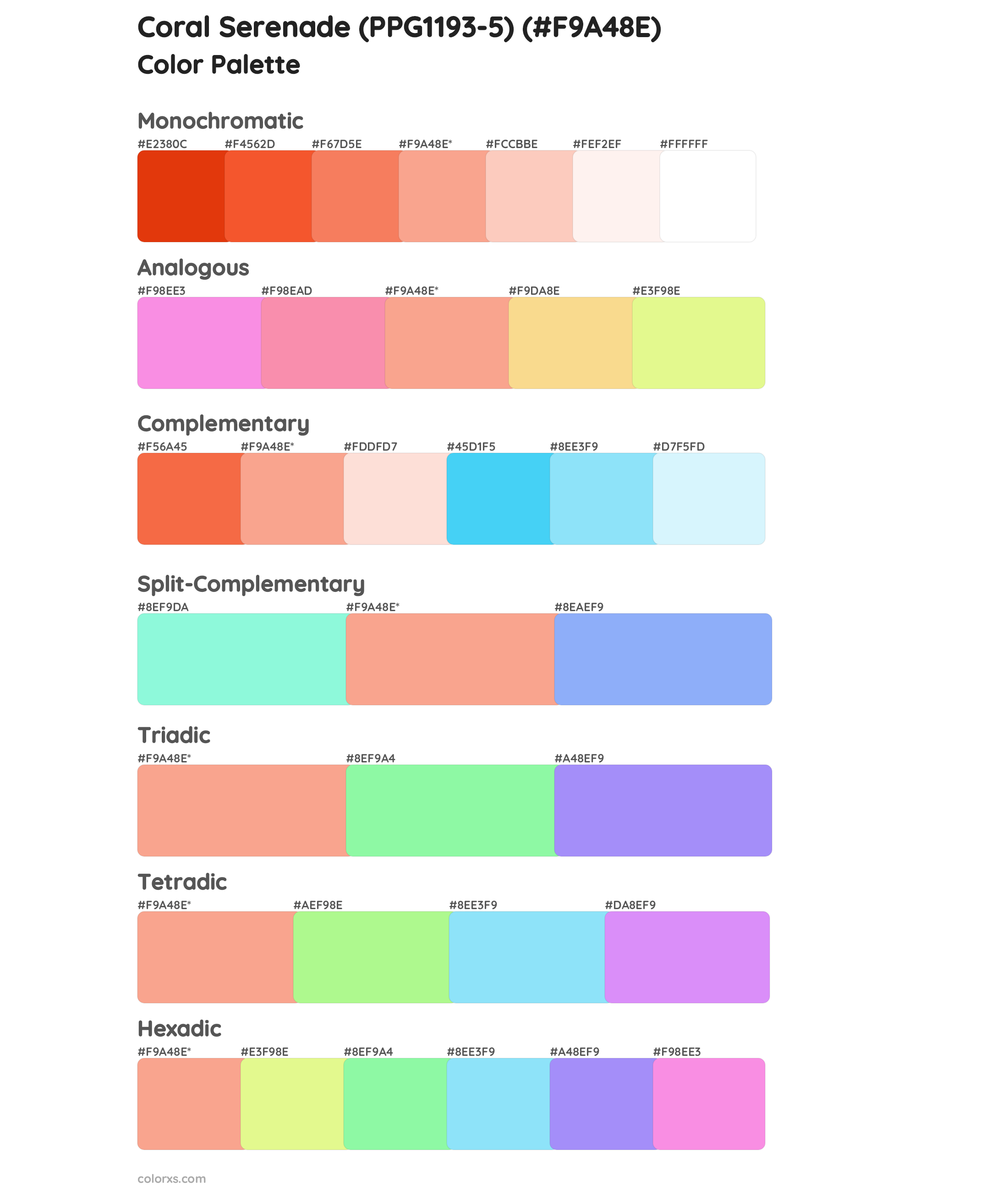 Coral Serenade (PPG1193-5) Color Scheme Palettes