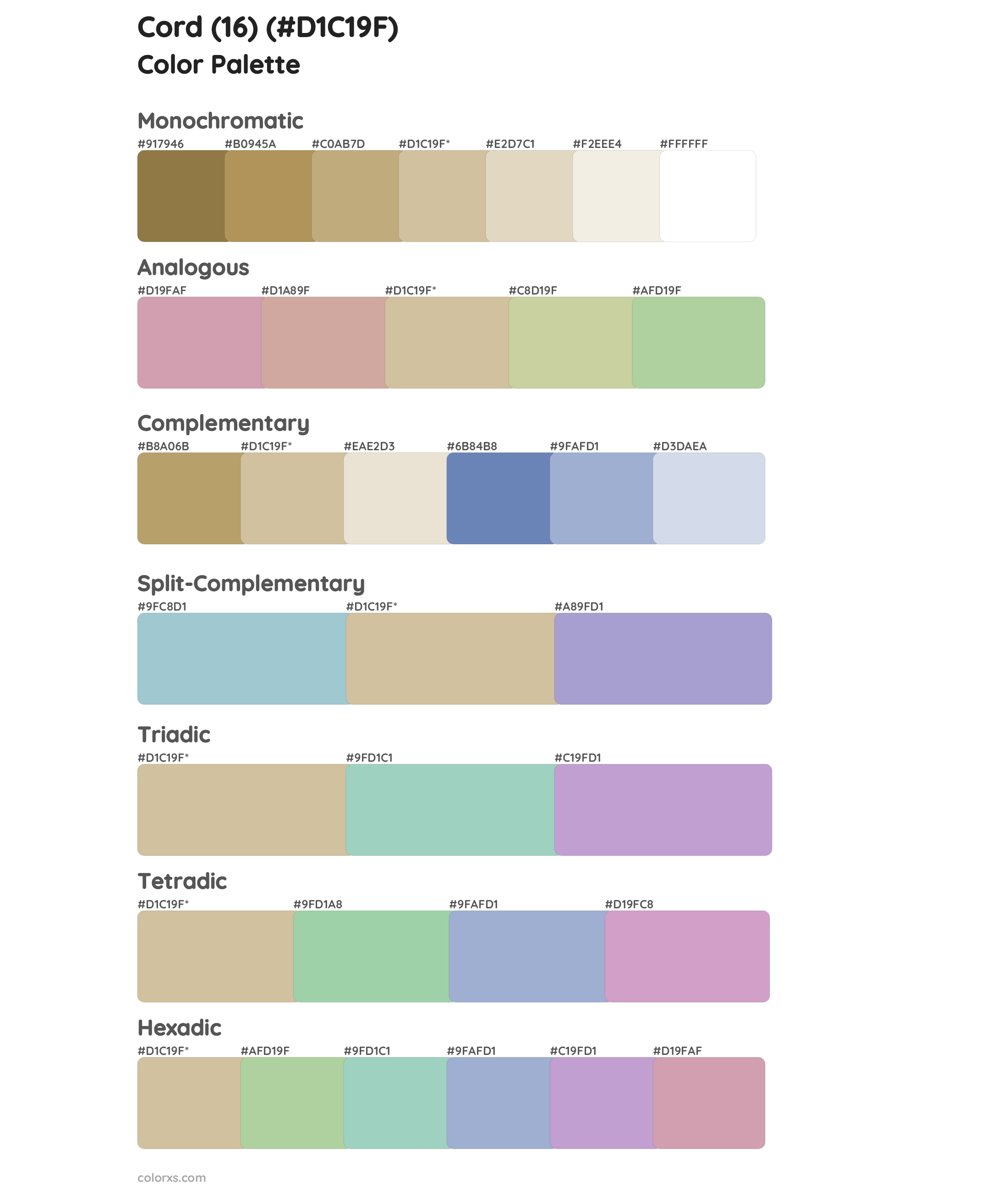 Cord (16) Color Scheme Palettes