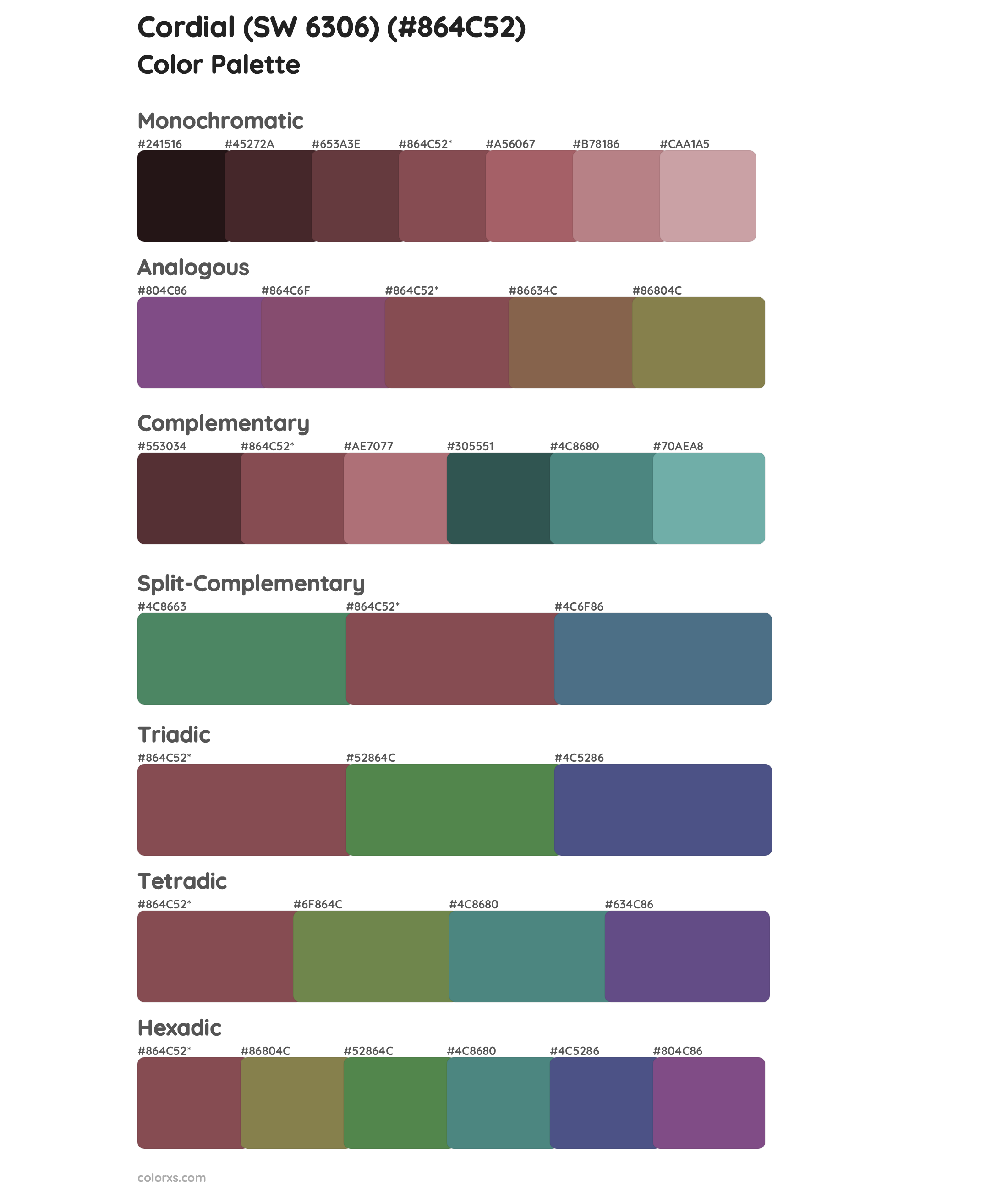 Cordial (SW 6306) Color Scheme Palettes