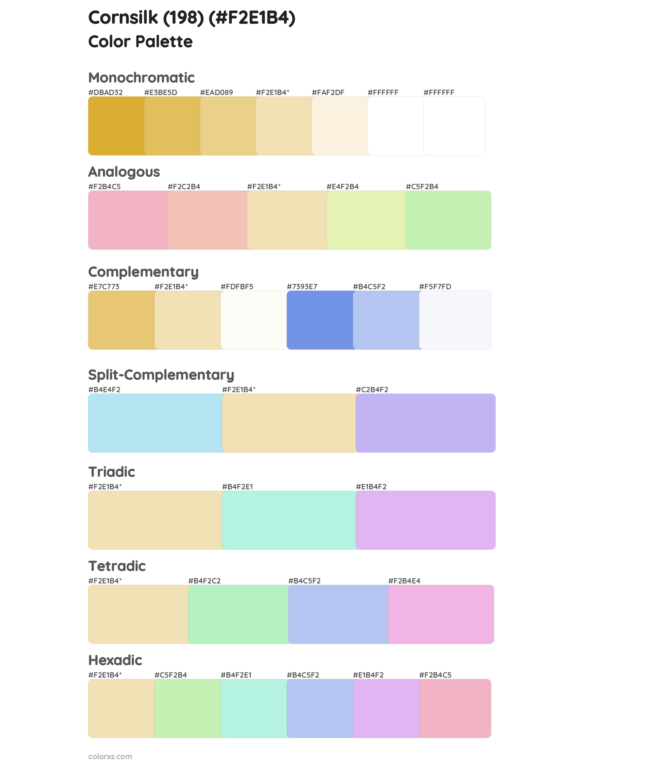 Cornsilk (198) Color Scheme Palettes