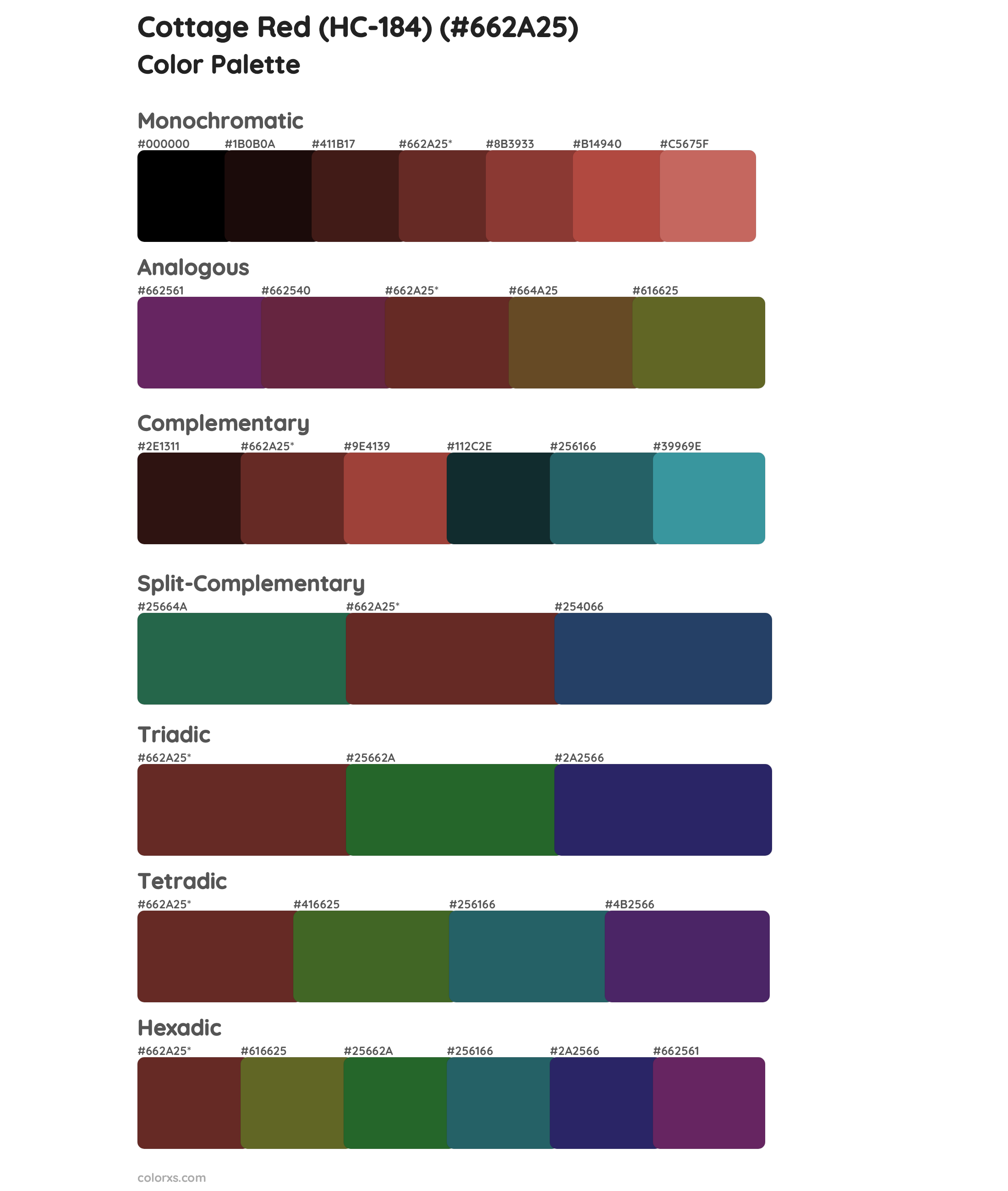 Cottage Red (HC-184) Color Scheme Palettes