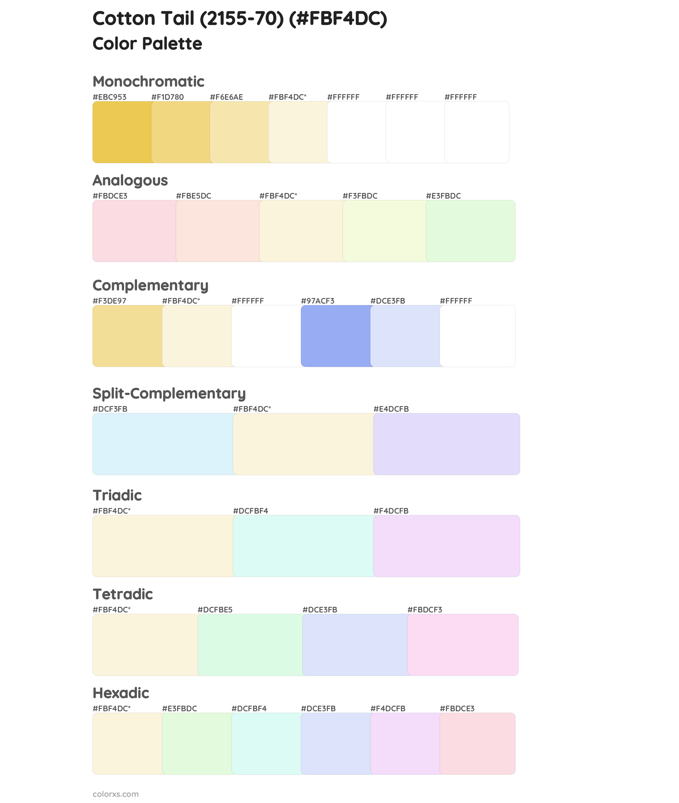 Cotton Tail (2155-70) Color Scheme Palettes