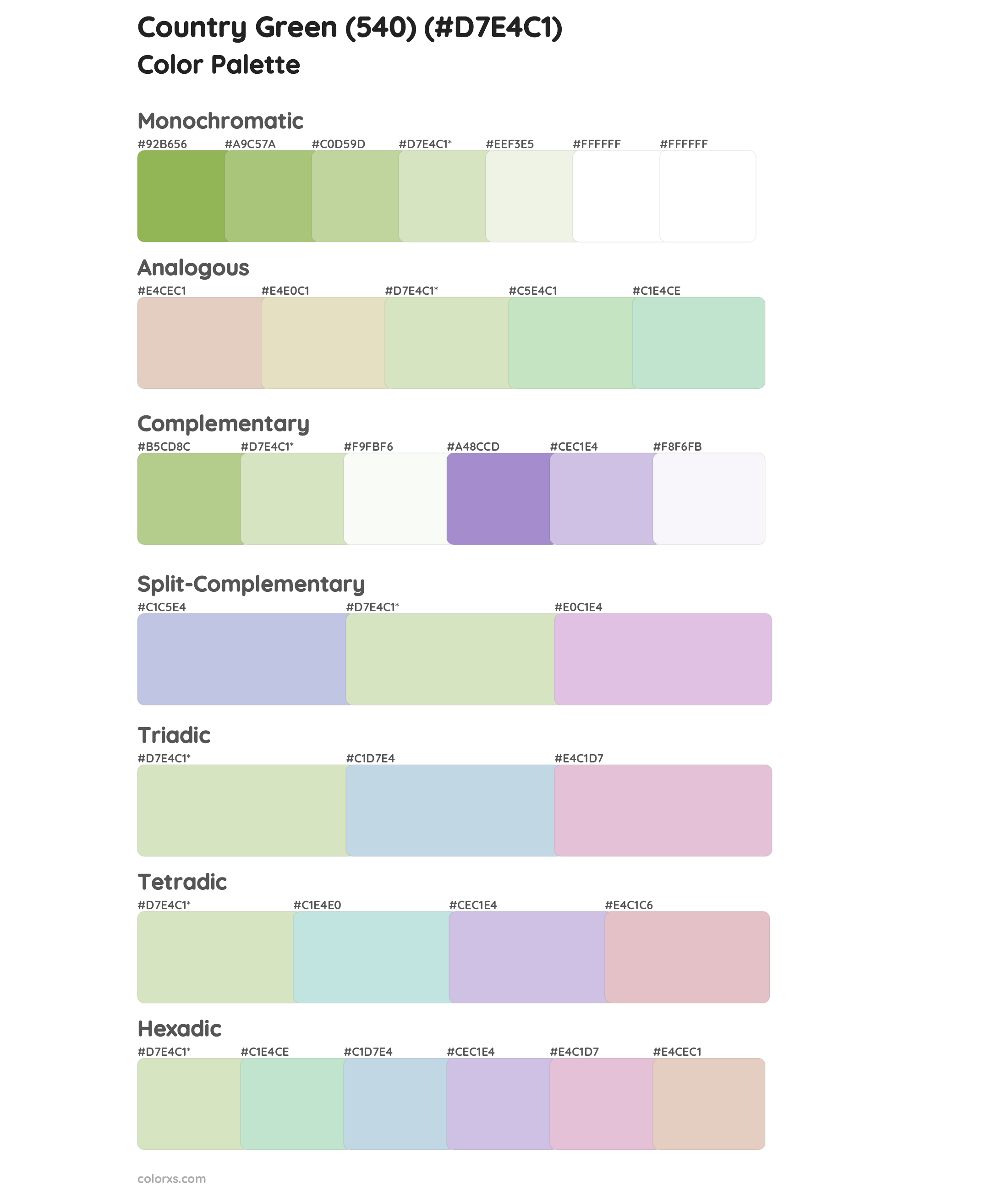 Country Green (540) Color Scheme Palettes