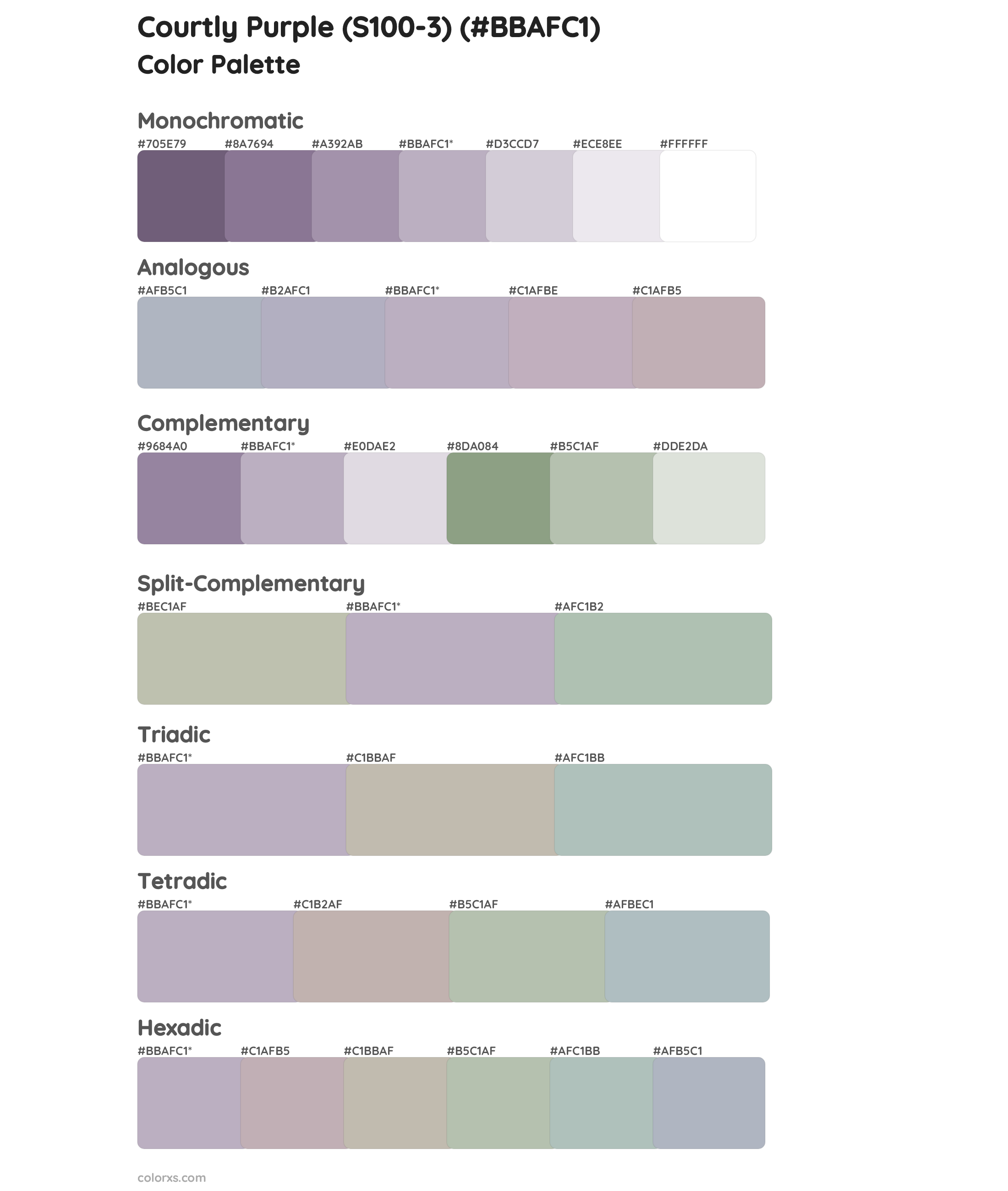 Courtly Purple (S100-3) Color Scheme Palettes