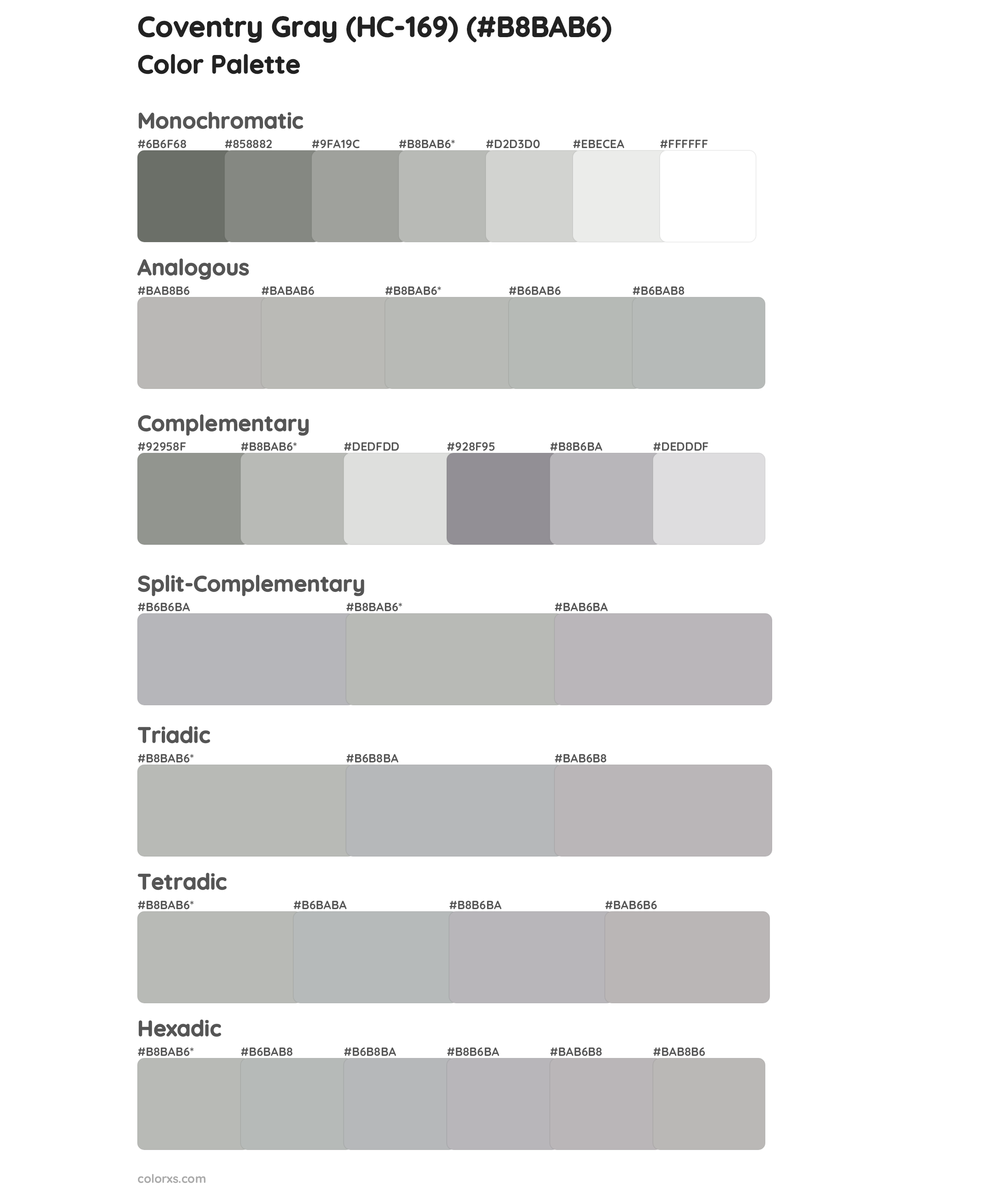 Coventry Gray (HC-169) Color Scheme Palettes