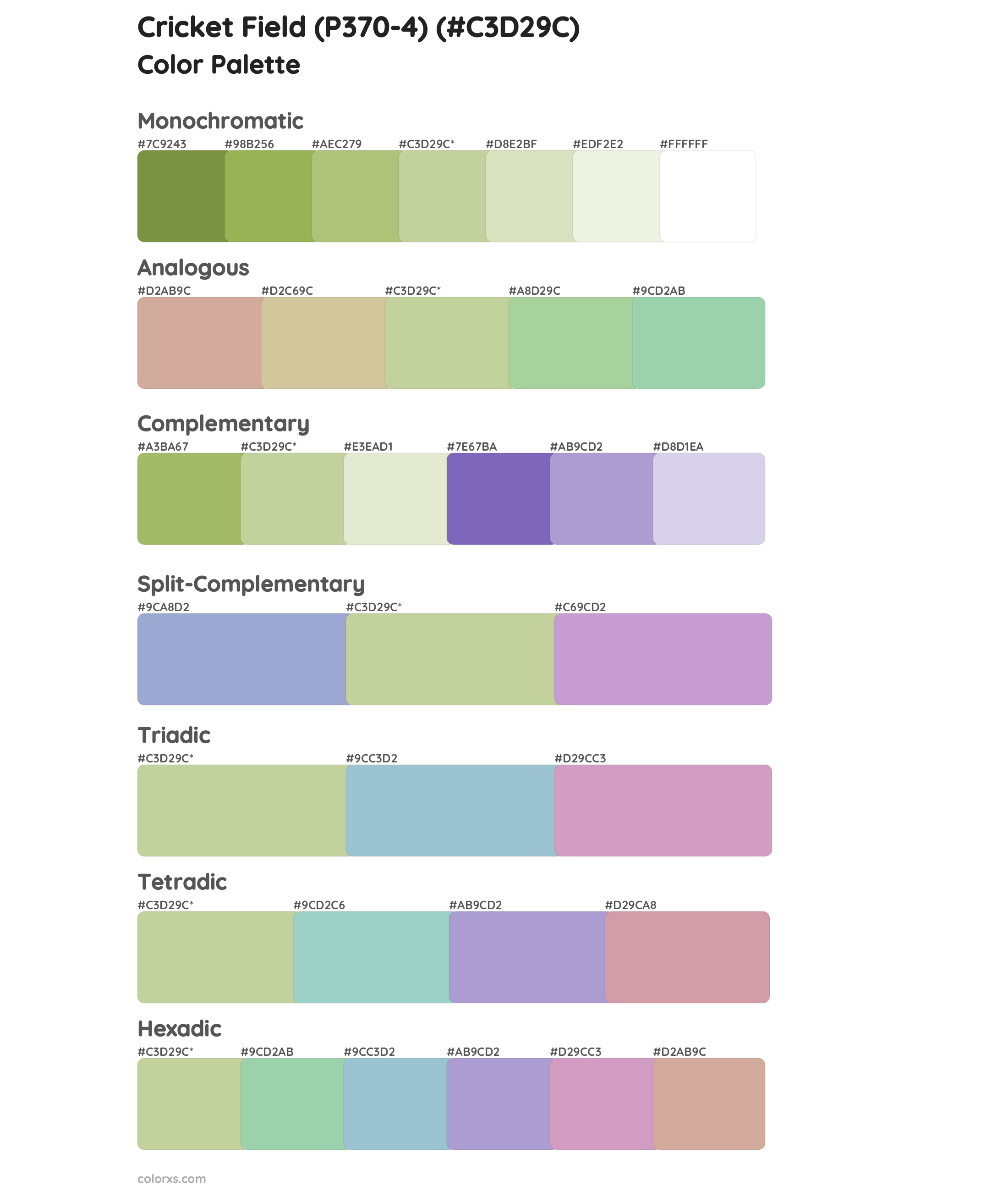 Cricket Field (P370-4) Color Scheme Palettes