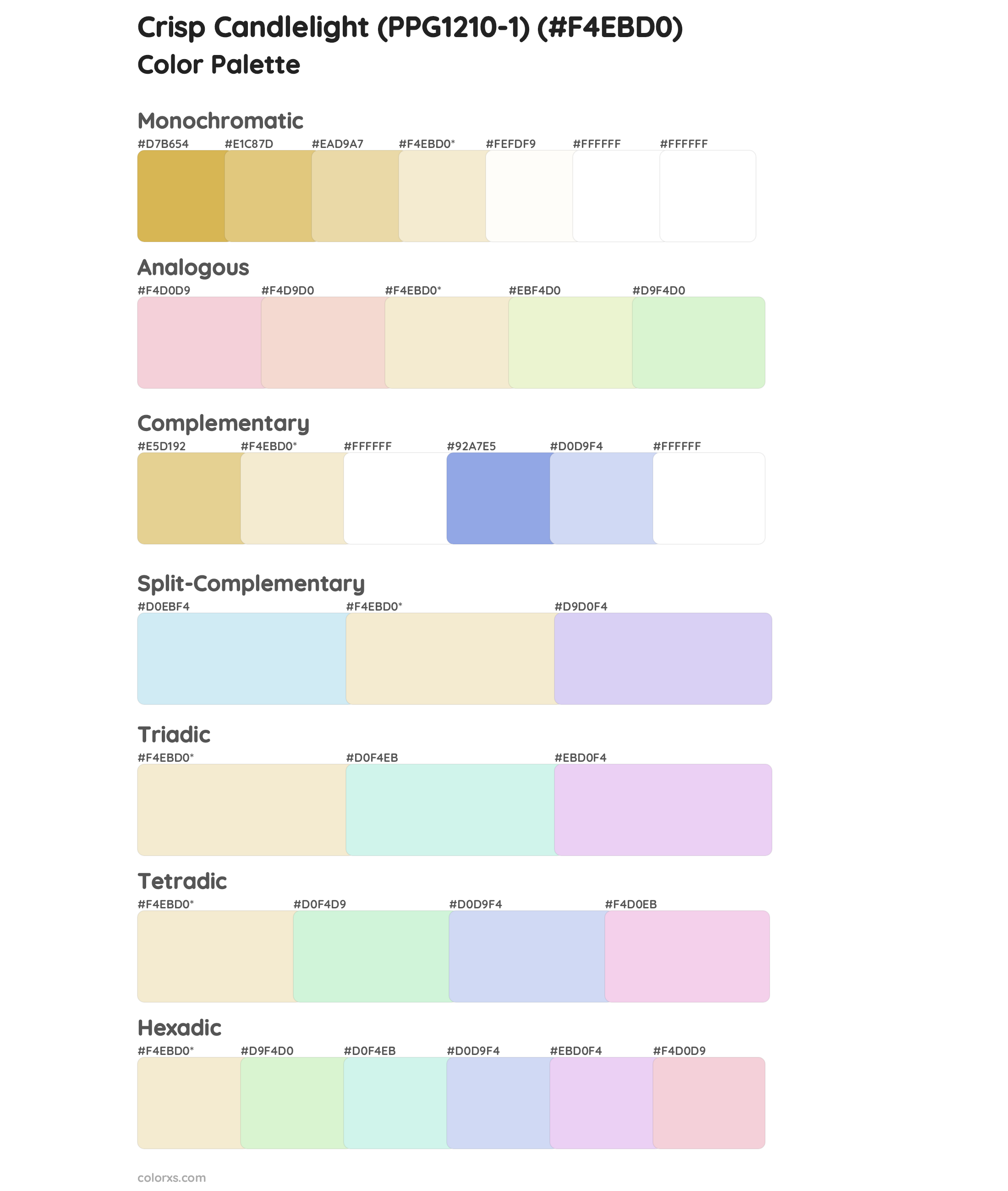 Crisp Candlelight (PPG1210-1) Color Scheme Palettes