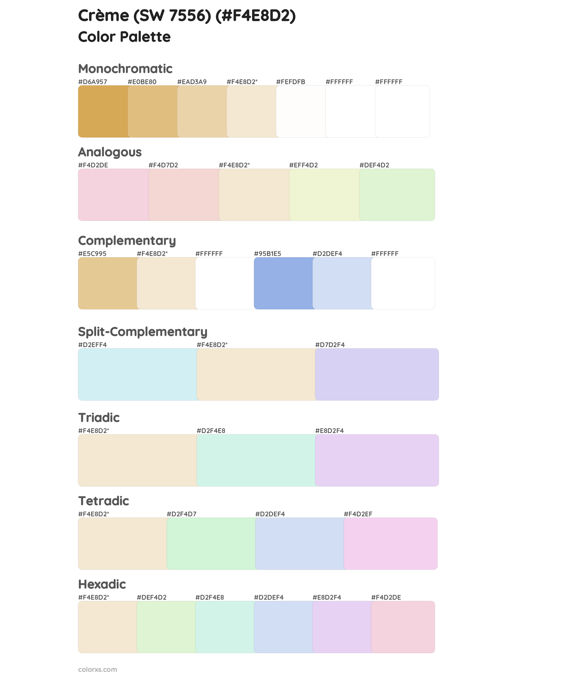 Crème (SW 7556) Color Scheme Palettes