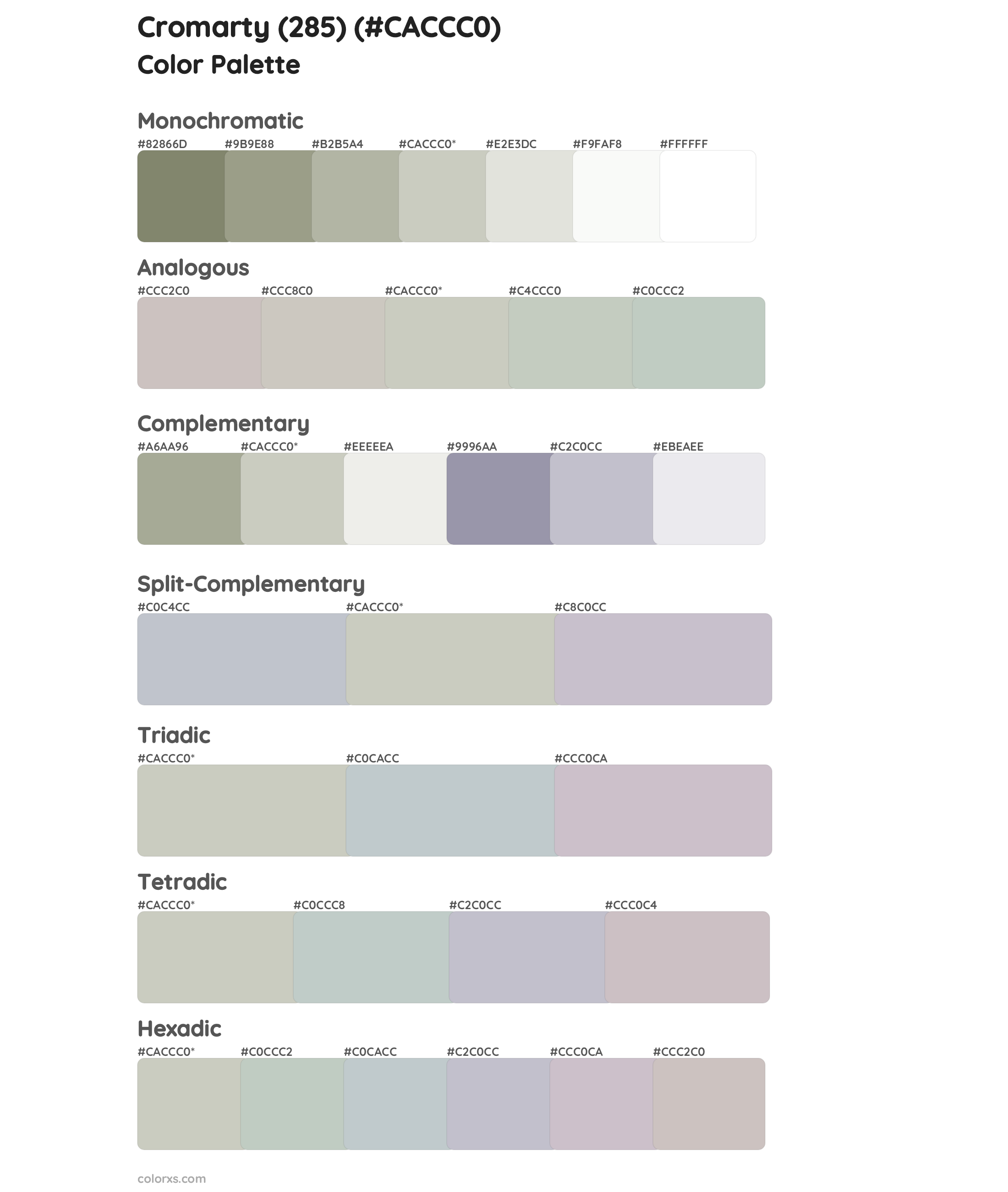 Cromarty (285) Color Scheme Palettes