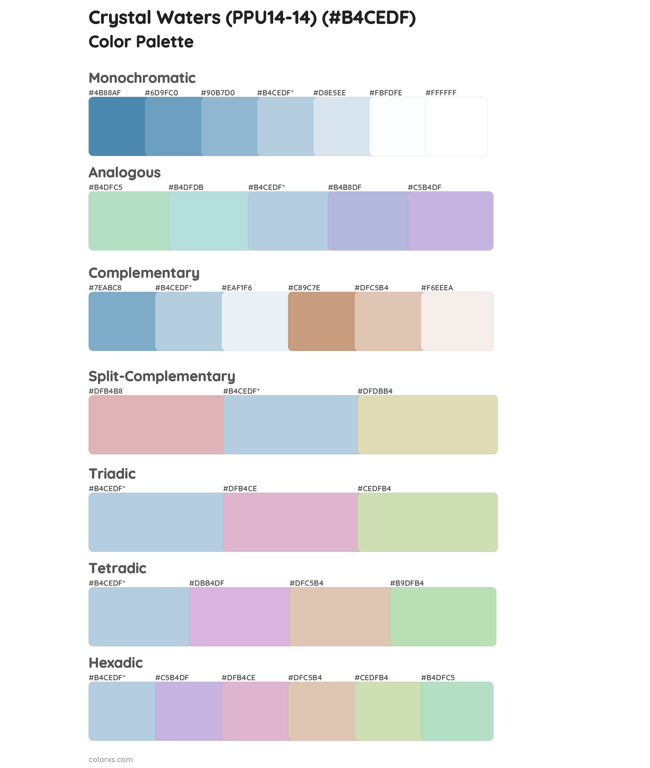 Crystal Waters (PPU14-14) Color Scheme Palettes