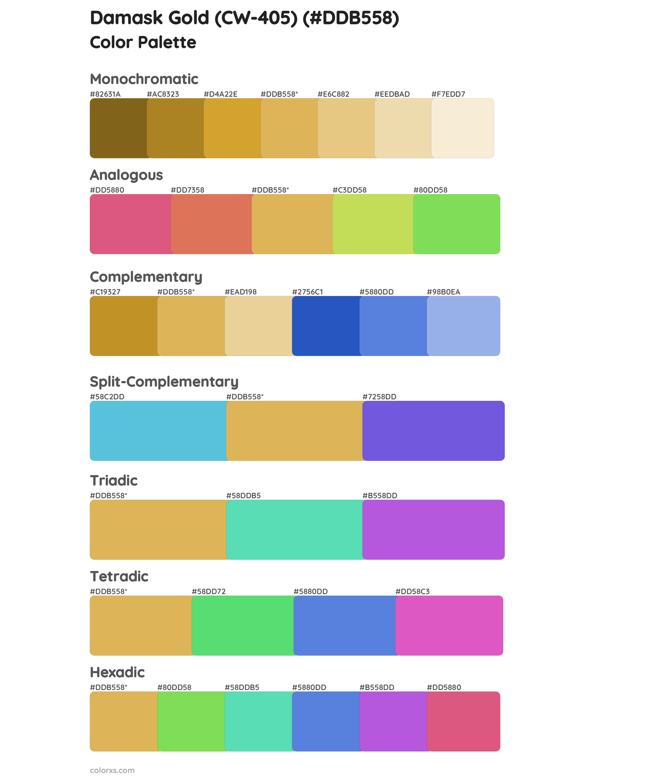 Damask Gold (CW-405) Color Scheme Palettes