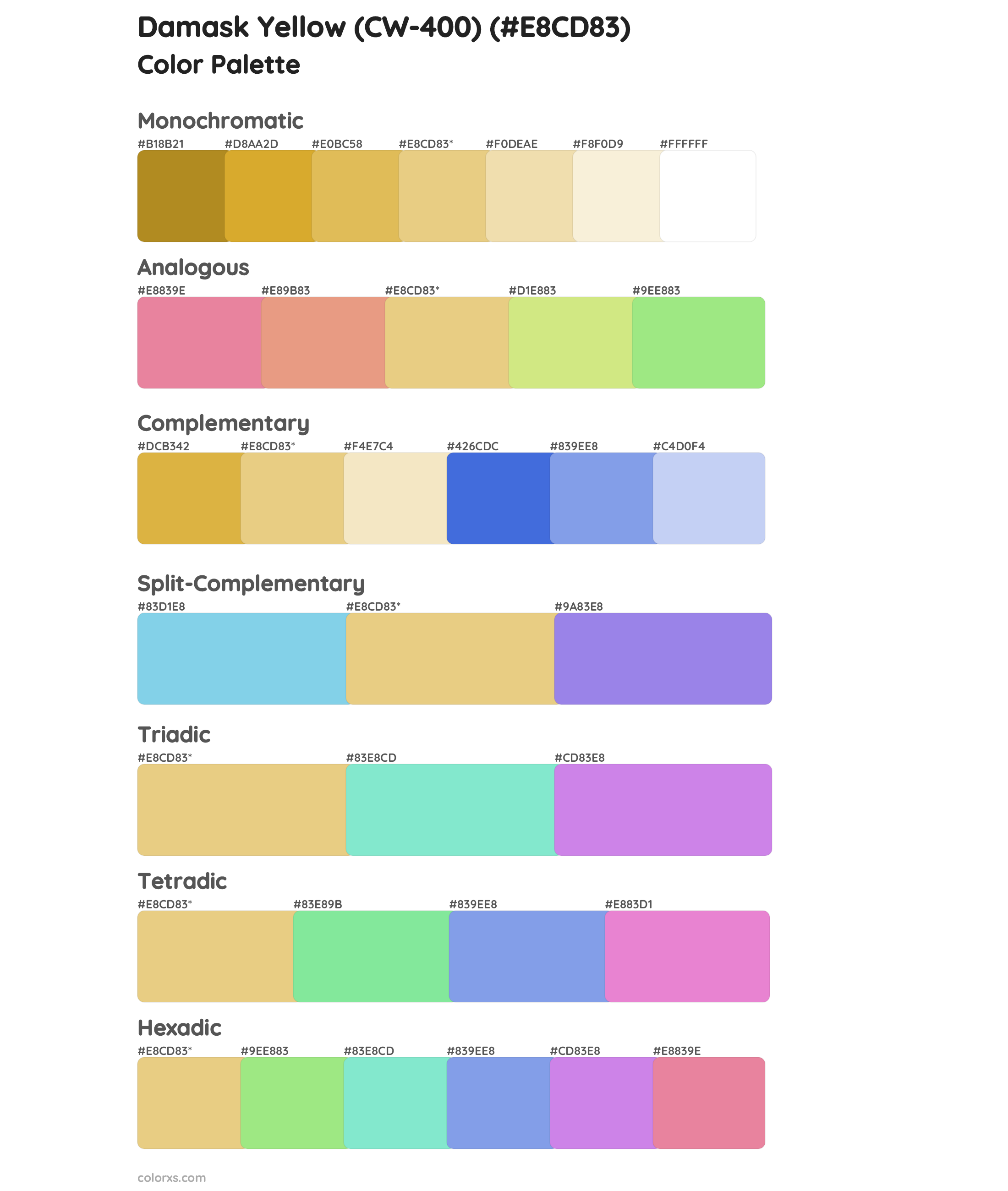 Damask Yellow (CW-400) Color Scheme Palettes