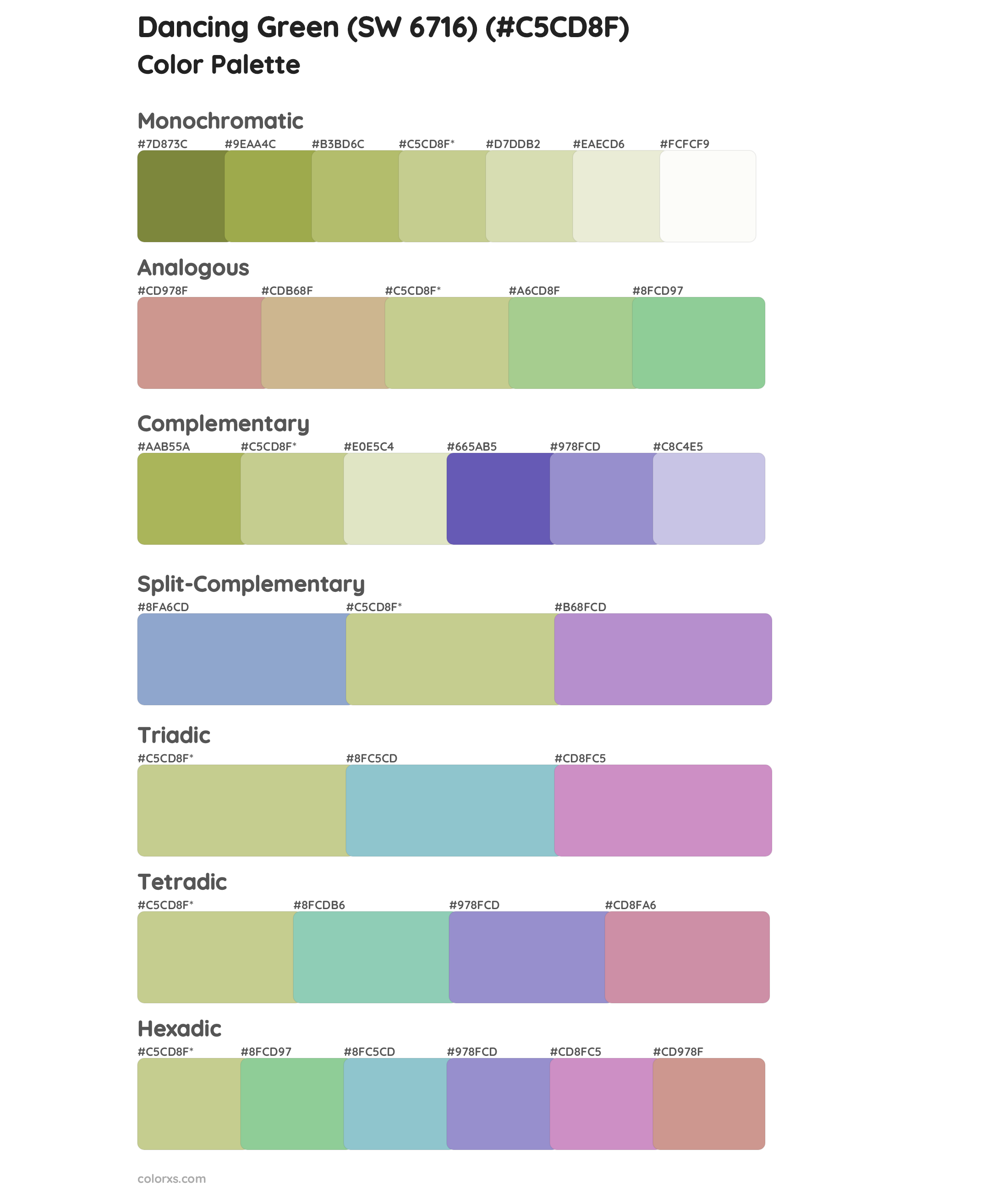 Dancing Green (SW 6716) Color Scheme Palettes